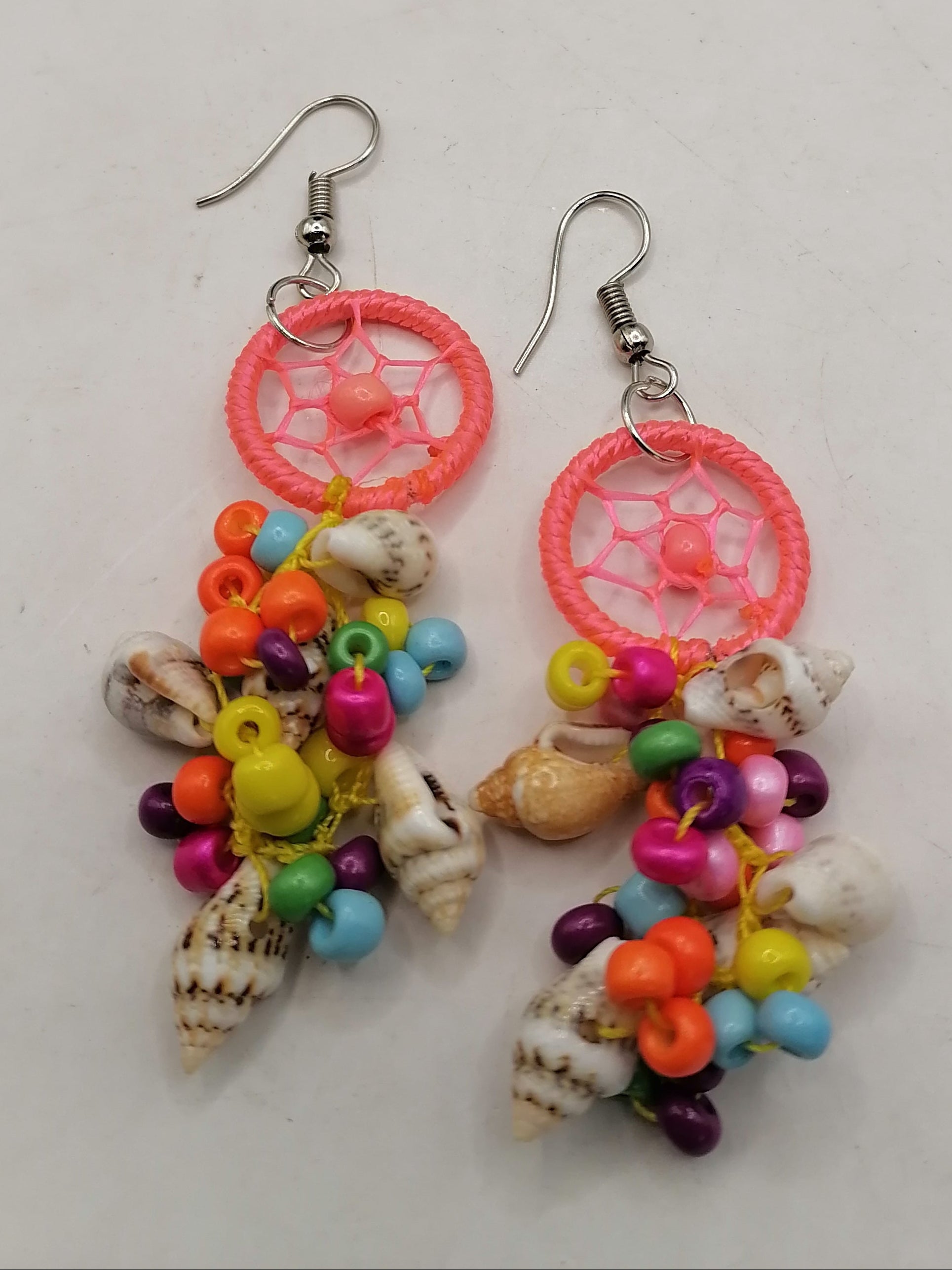 Handmade Earrings for Women with Mother-of-Pearl and Multicolored Beads