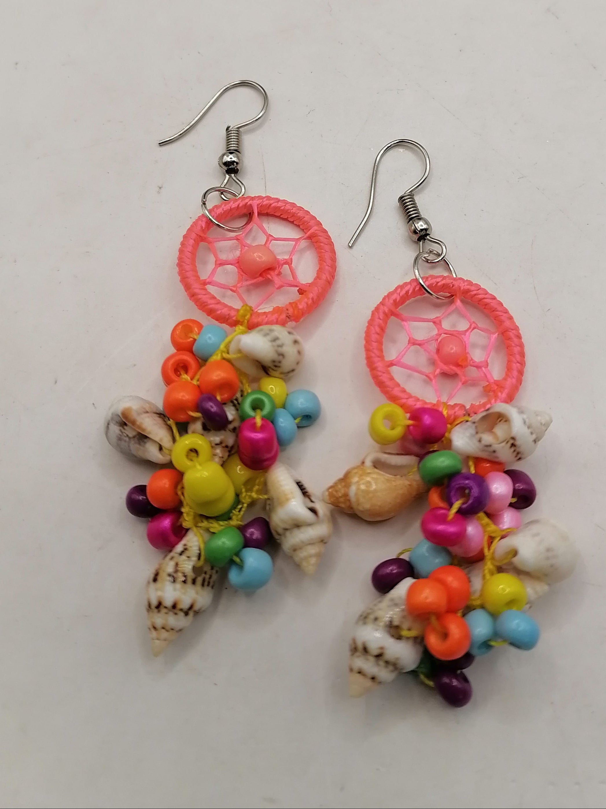 Handmade Earrings for Women with Mother-of-Pearl and Multicolored Beads