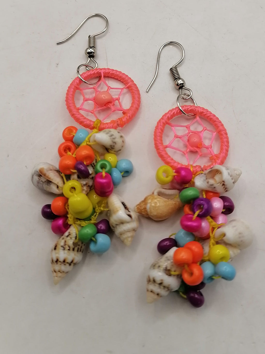 Handmade Earrings for Women with Mother-of-Pearl and Multicolored Beads