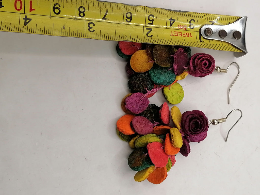 Multicolored Alpaca Earrings with Orange Peel, Peruvian Handicraft from Cusco