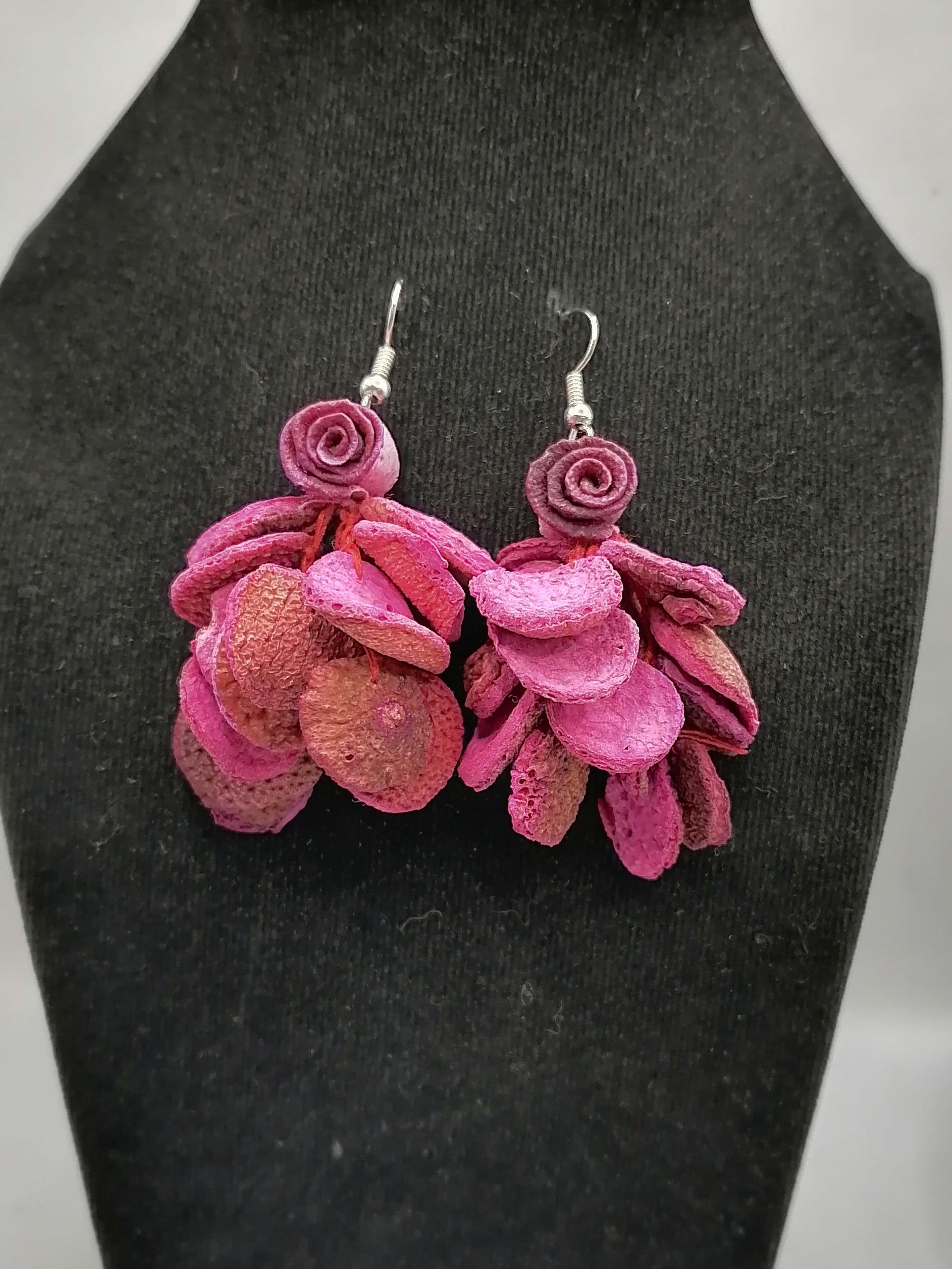 Alpaca Earrings for Women, Orange Peel Painted Peruvian Handicraft