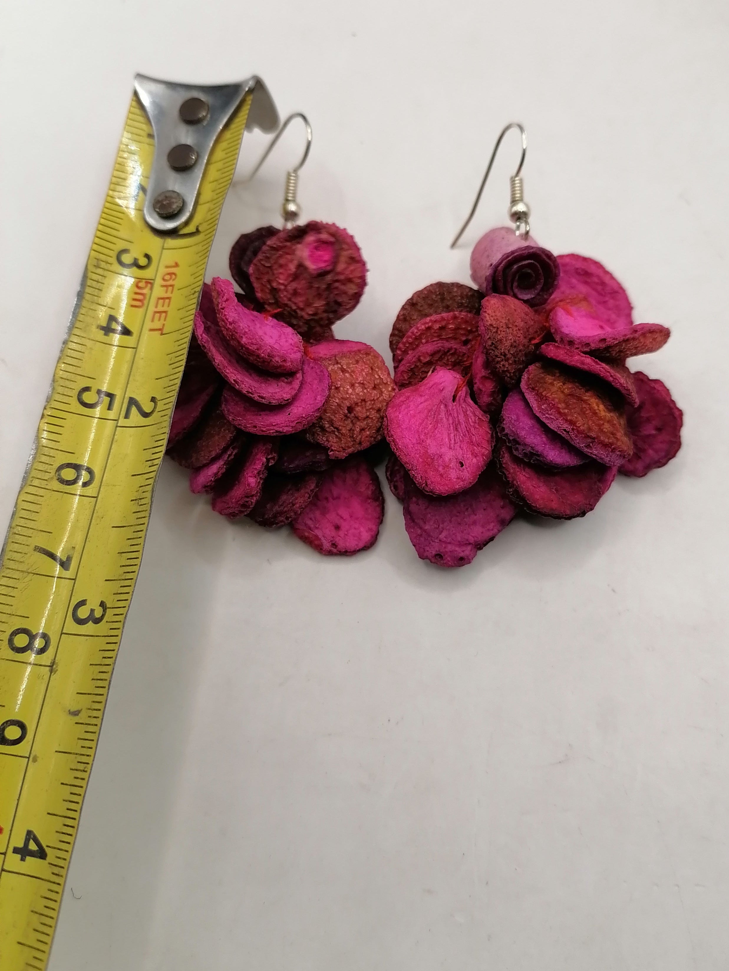 Alpaca Earrings for Women, Orange Peel Painted Peruvian Handicraft