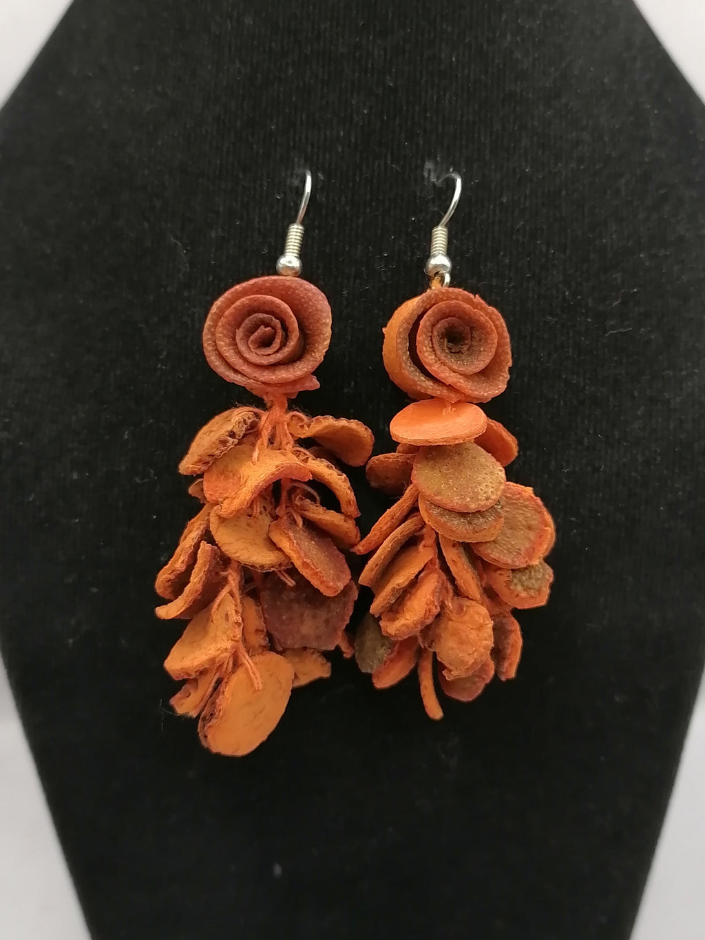 Earrings for Women: Alpaca, Painted Orange Peel, Peruvian Handicraft, Cusco
