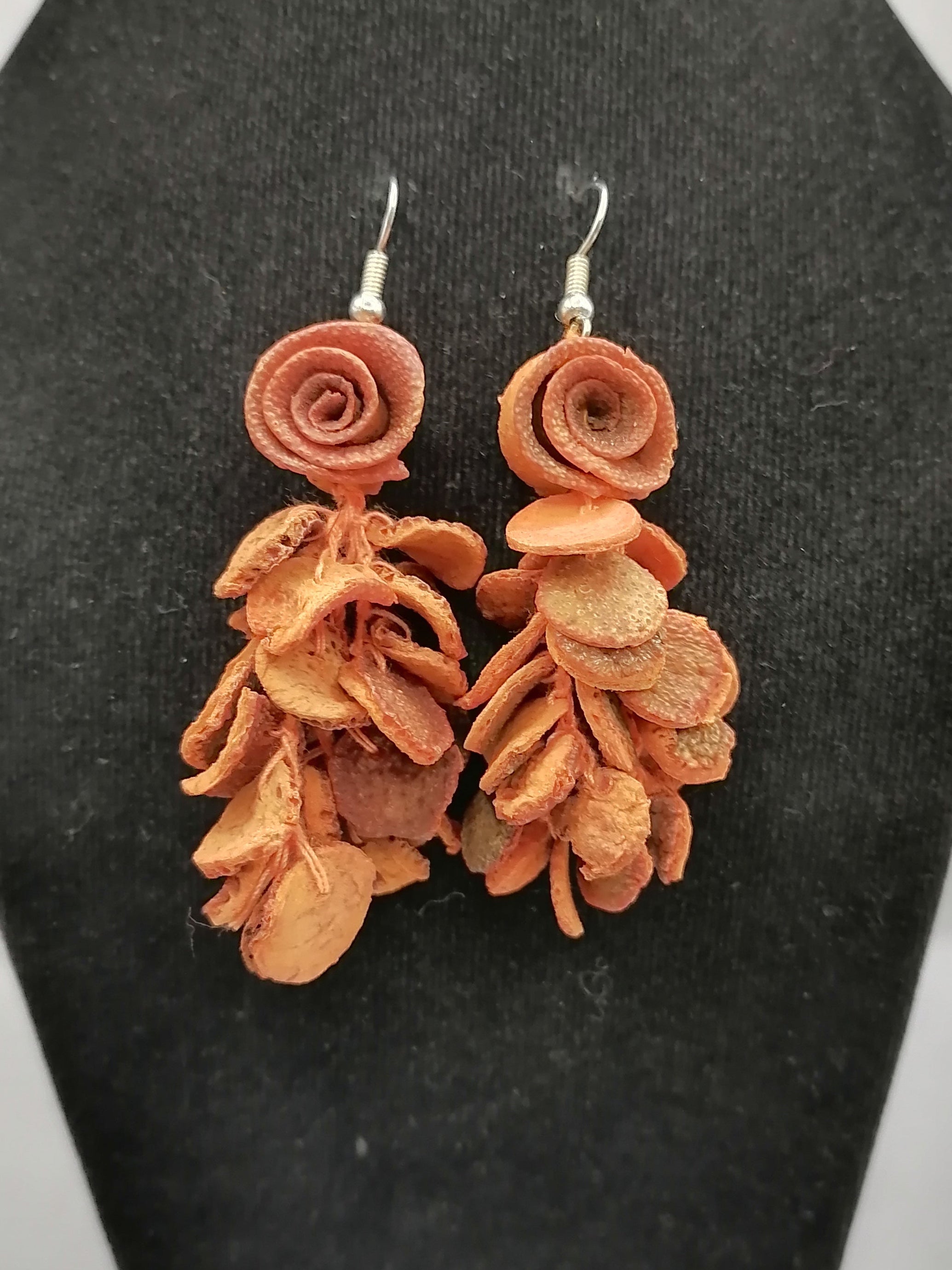 Earrings for Women: Alpaca, Painted Orange Peel, Peruvian Handicraft, Cusco