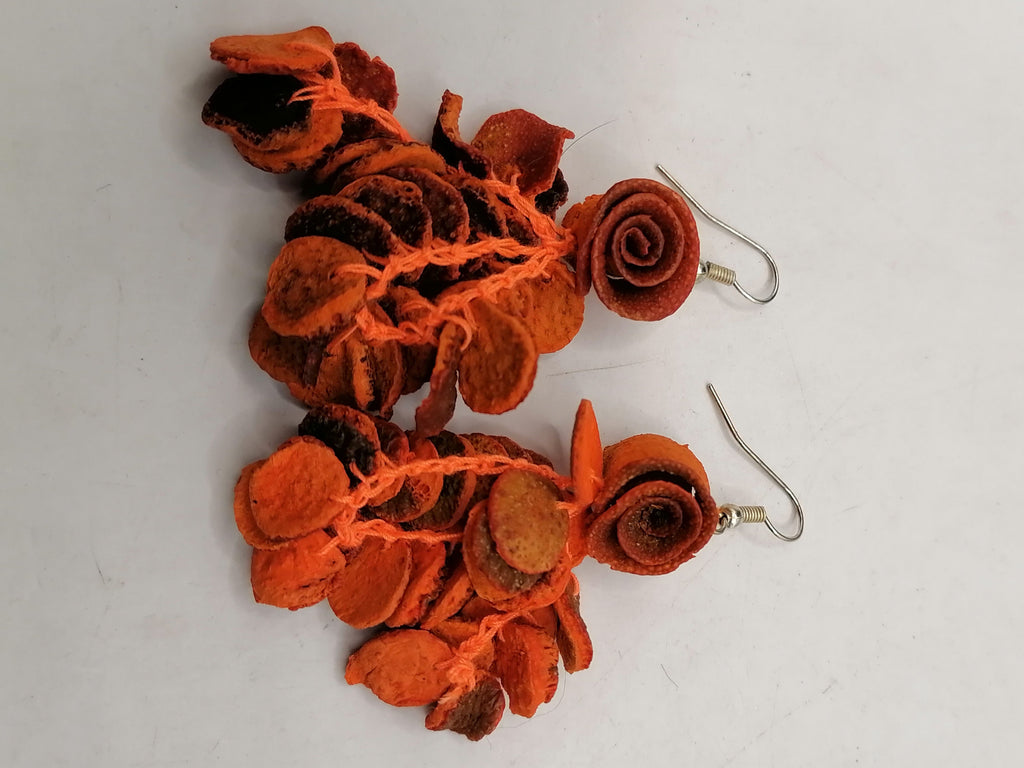 Earrings for Women: Alpaca, Painted Orange Peel, Peruvian Handicraft, Cusco