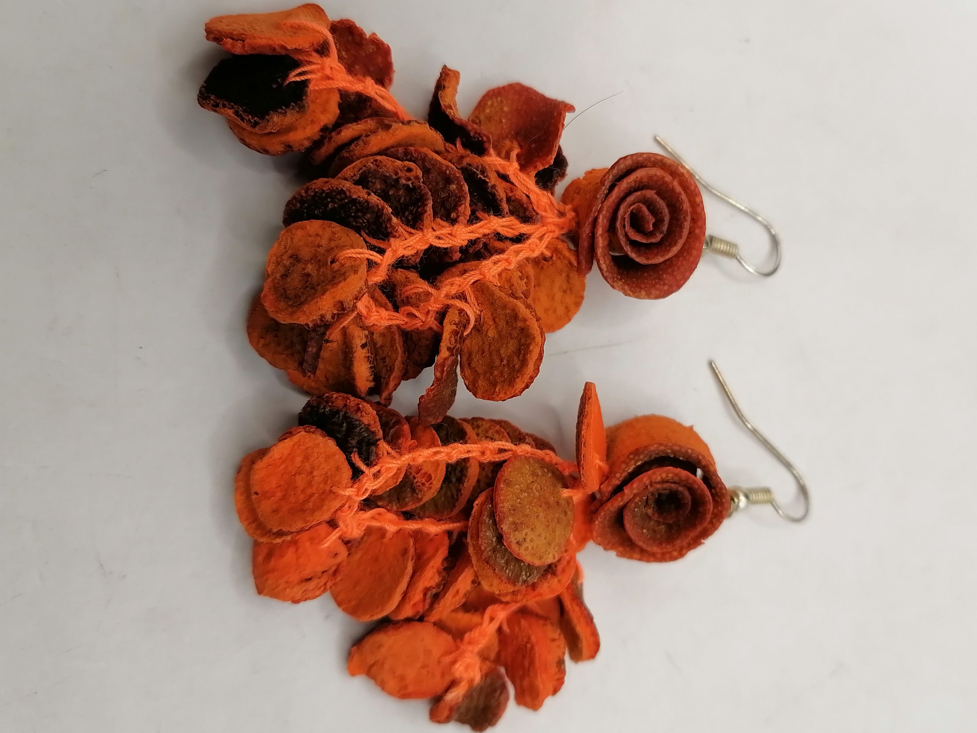 Earrings for Women: Alpaca, Painted Orange Peel, Peruvian Handicraft, Cusco