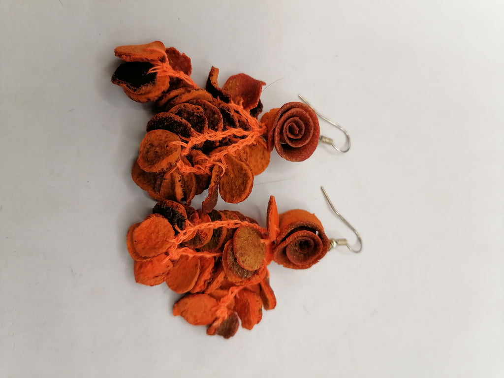 Earrings for Women: Alpaca, Painted Orange Peel, Peruvian Handicraft, Cusco