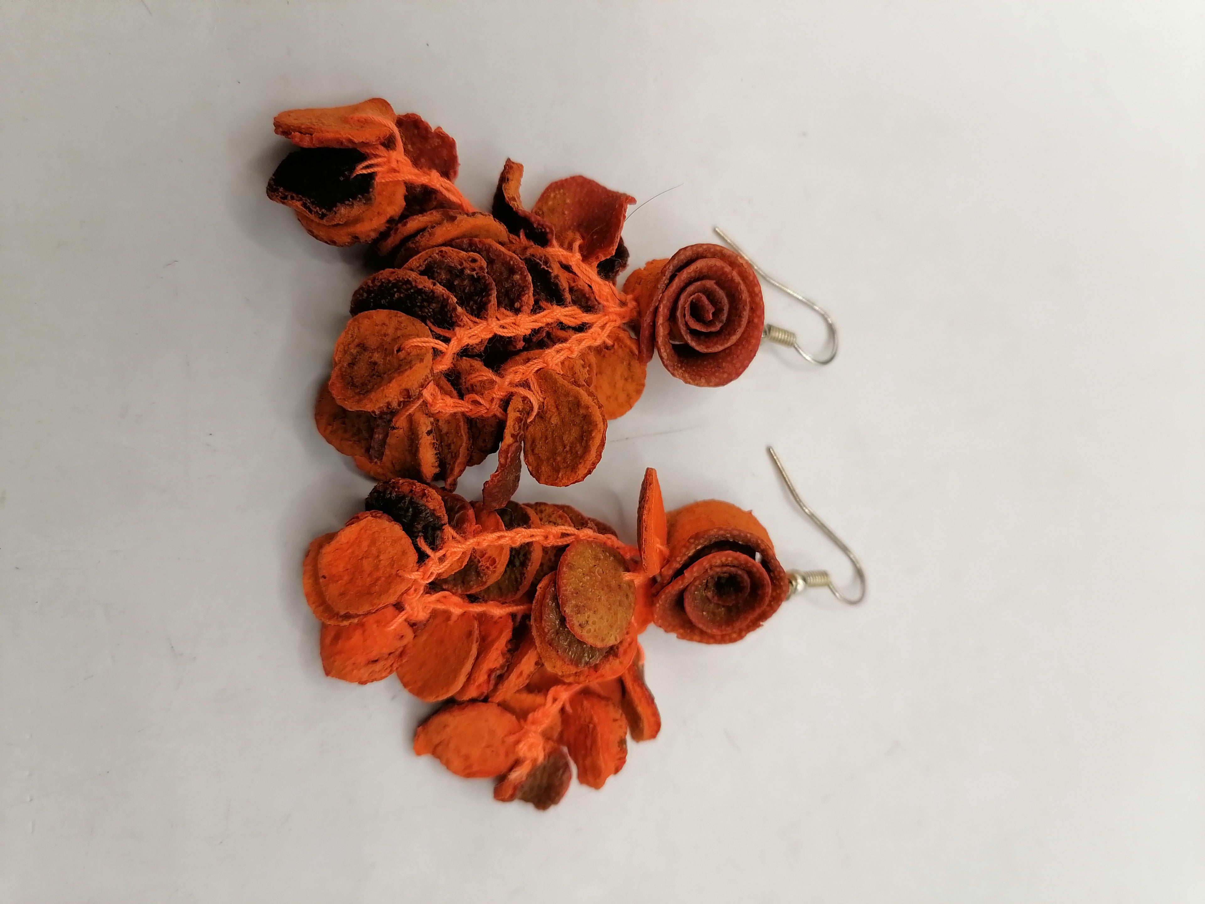Earrings for Women: Alpaca, Painted Orange Peel, Peruvian Handicraft, Cusco