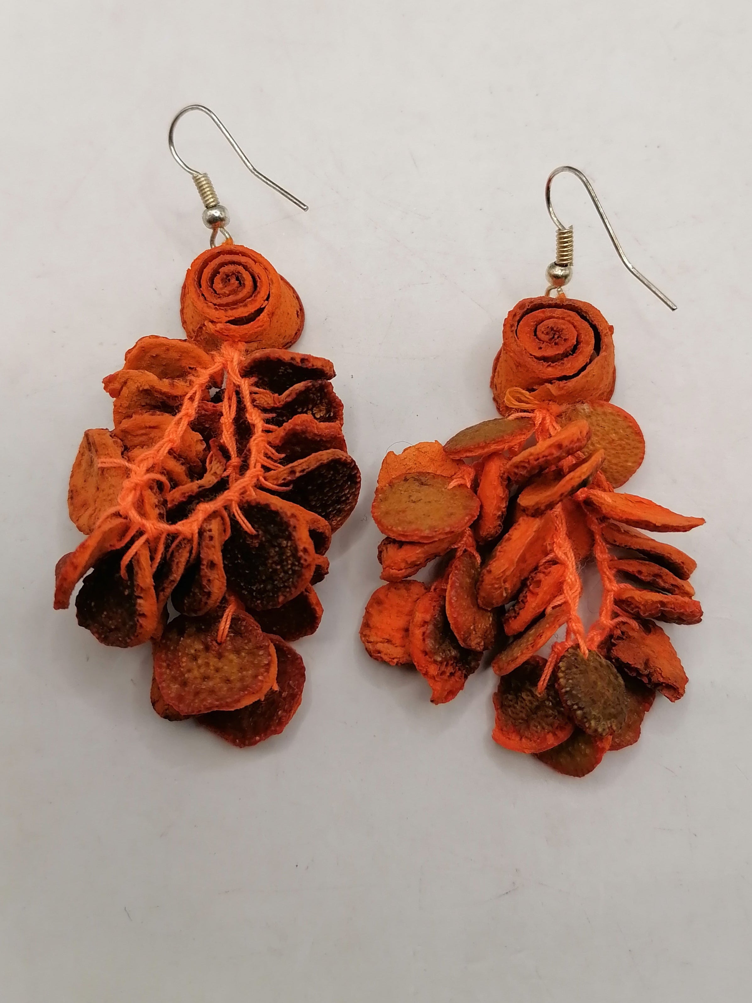Earrings for Women: Alpaca, Painted Orange Peel, Peruvian Handicraft, Cusco