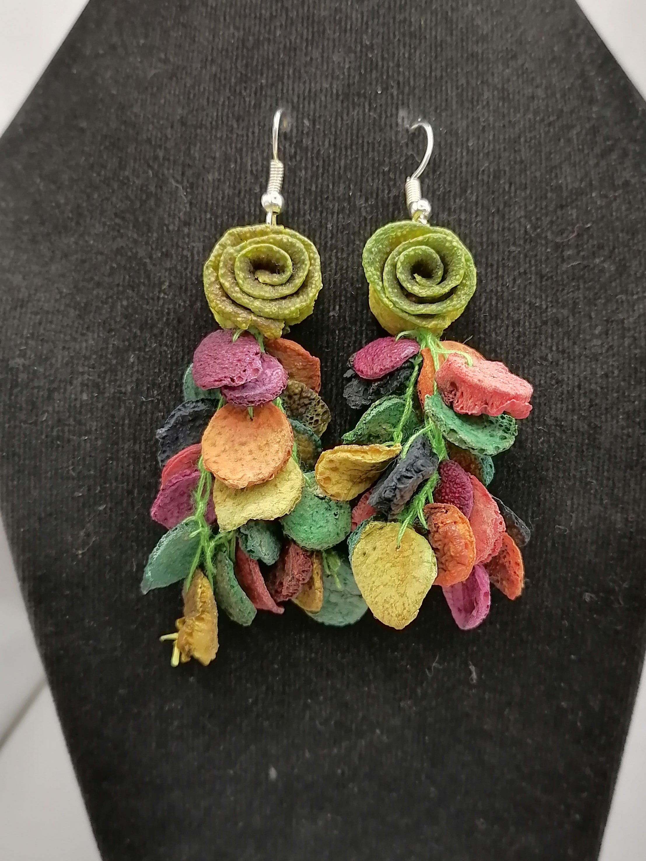 Alpaca Orange Peel Earrings for Women, Peruvian Handicraft, Cusco
