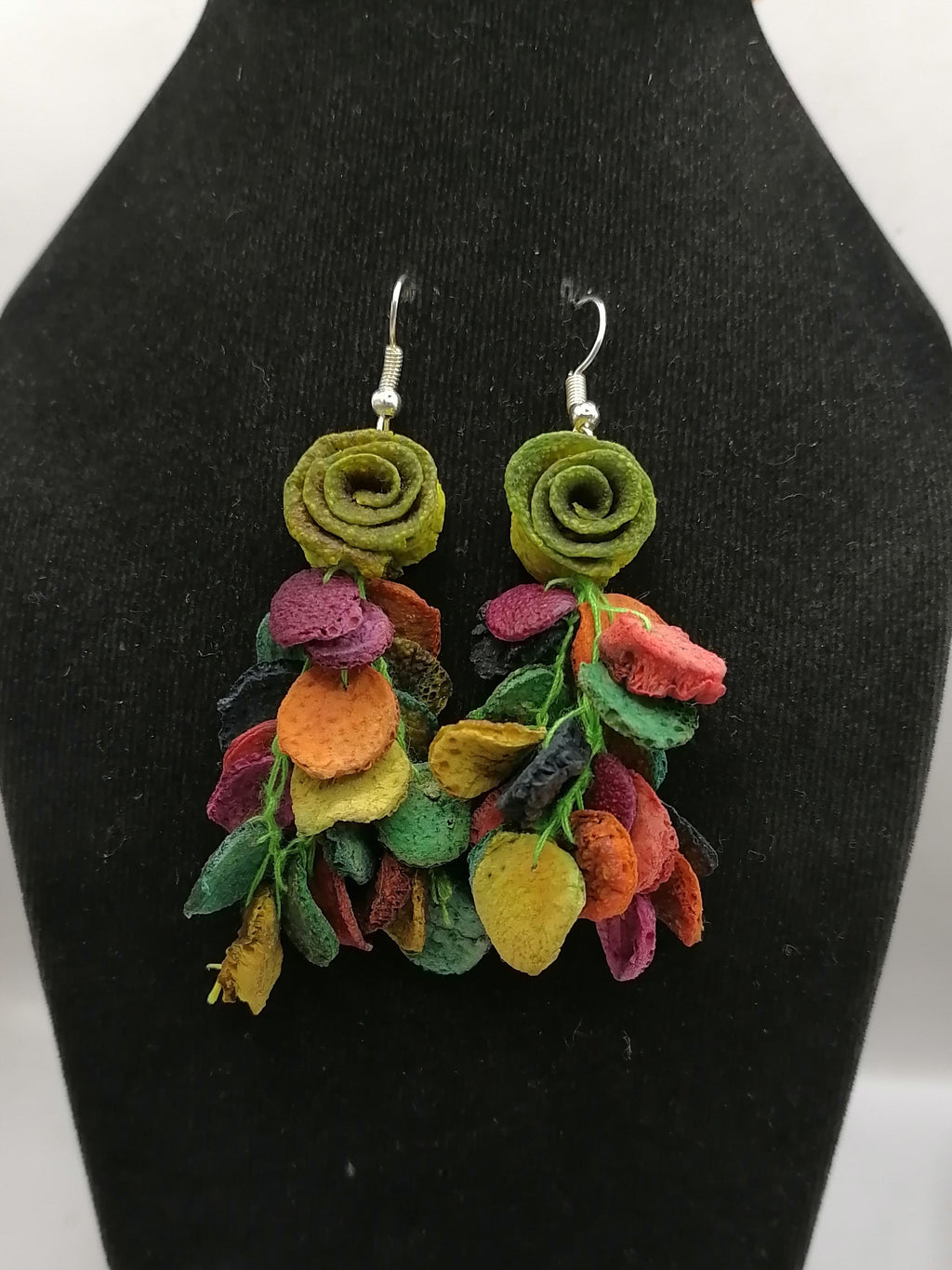 Alpaca Orange Peel Earrings for Women, Peruvian Handicraft, Cusco