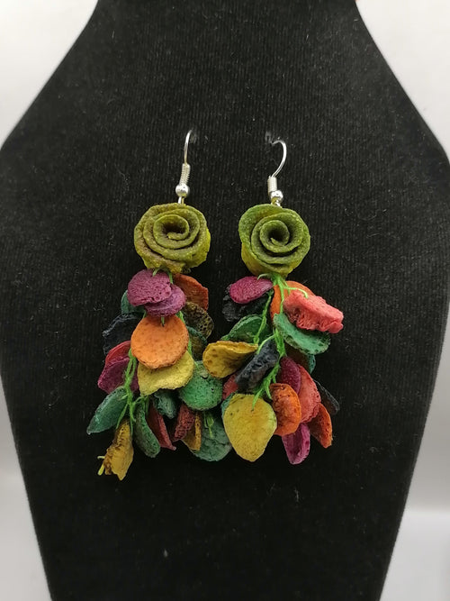 Alpaca Orange Peel Earrings for Women, Peruvian Handicraft, Cusco