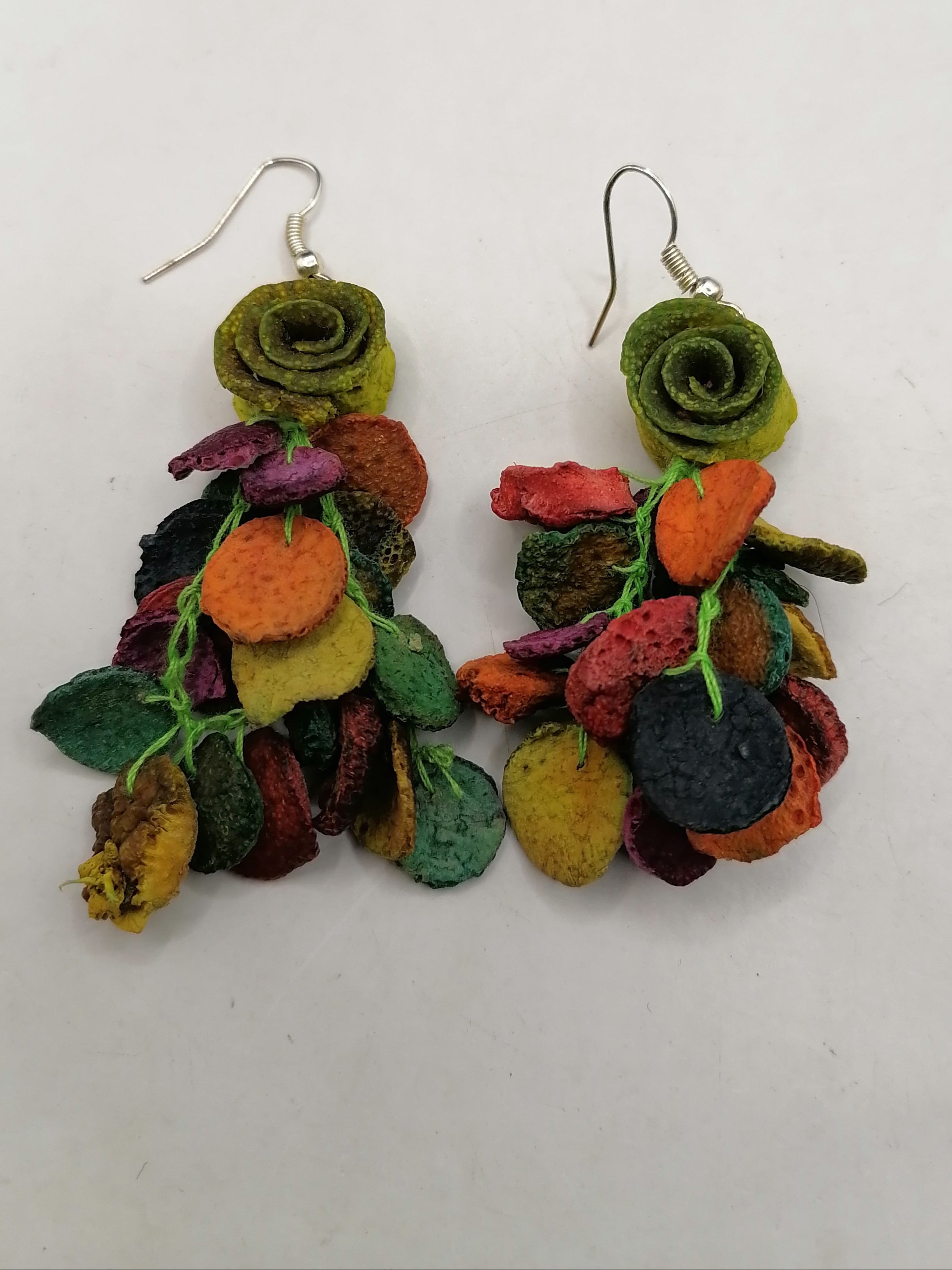 Alpaca Orange Peel Earrings for Women, Peruvian Handicraft, Cusco
