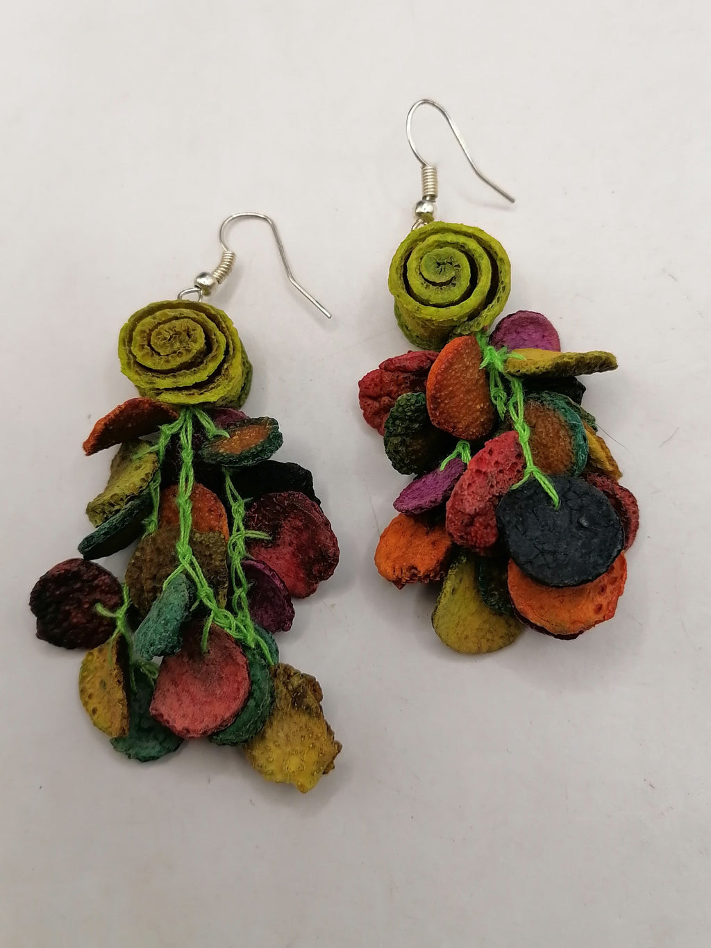 Alpaca Orange Peel Earrings for Women, Peruvian Handicraft, Cusco