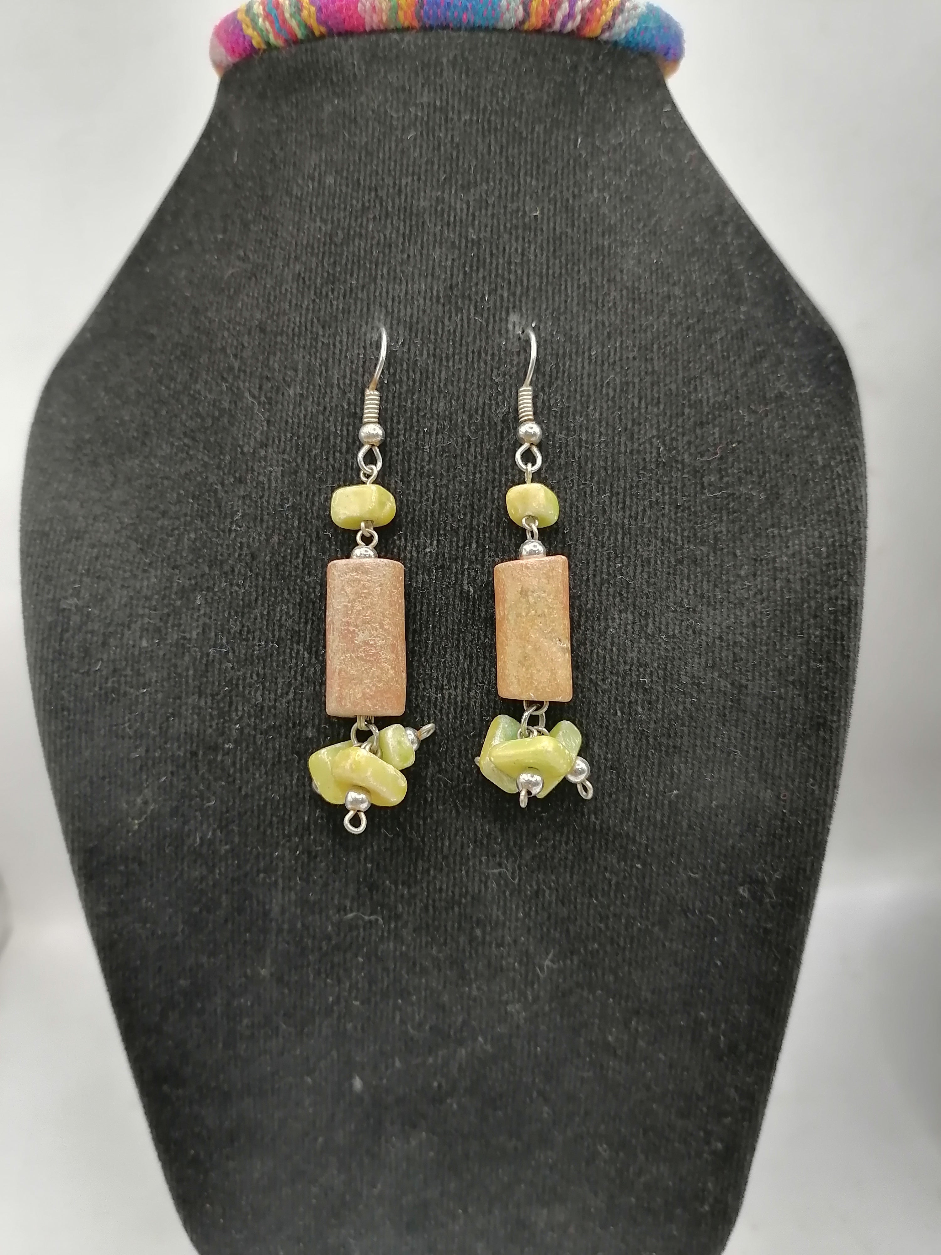 Alpaca Earrings for Women with Natural Stone
