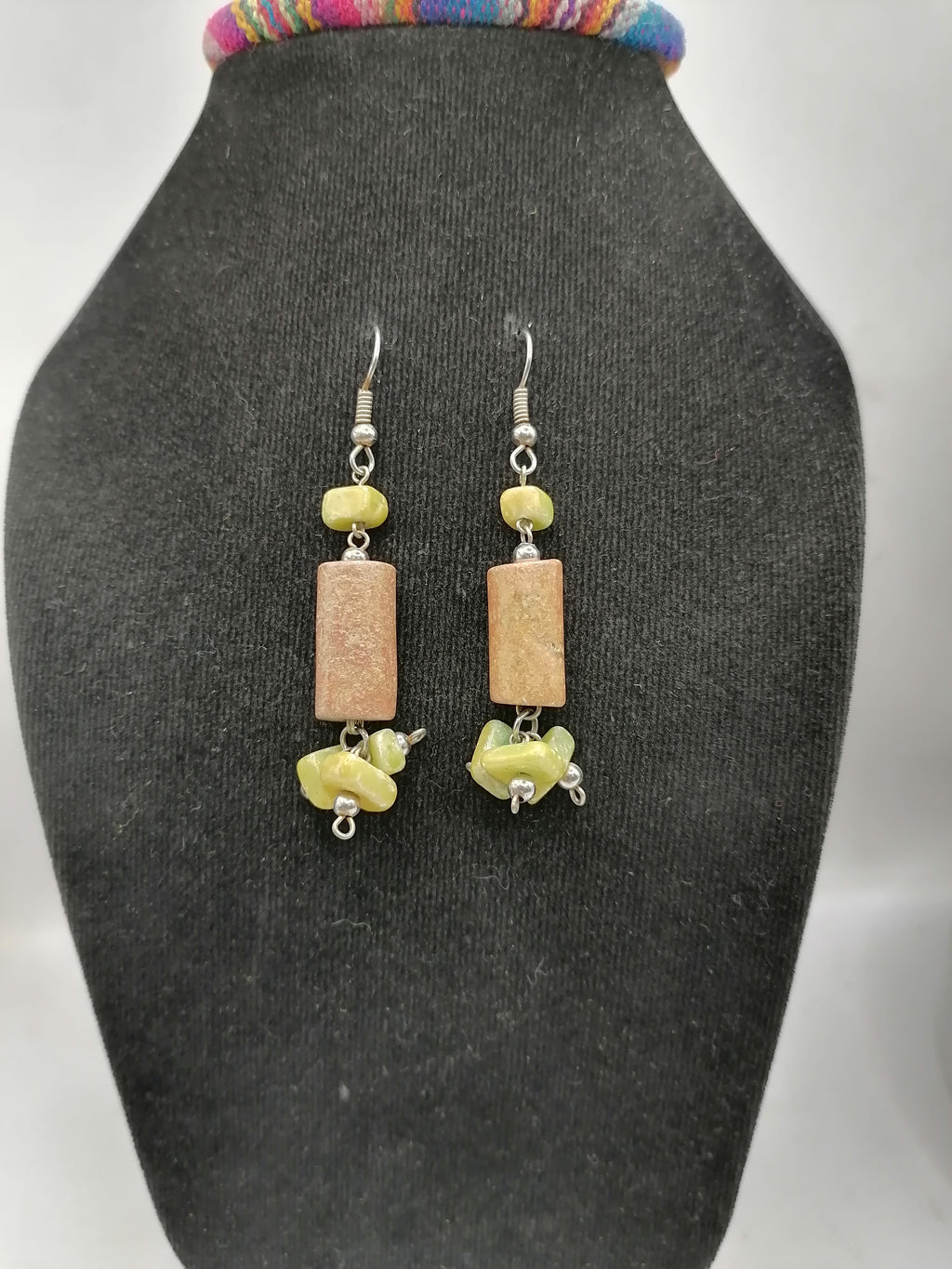 Alpaca Earrings for Women with Natural Stone