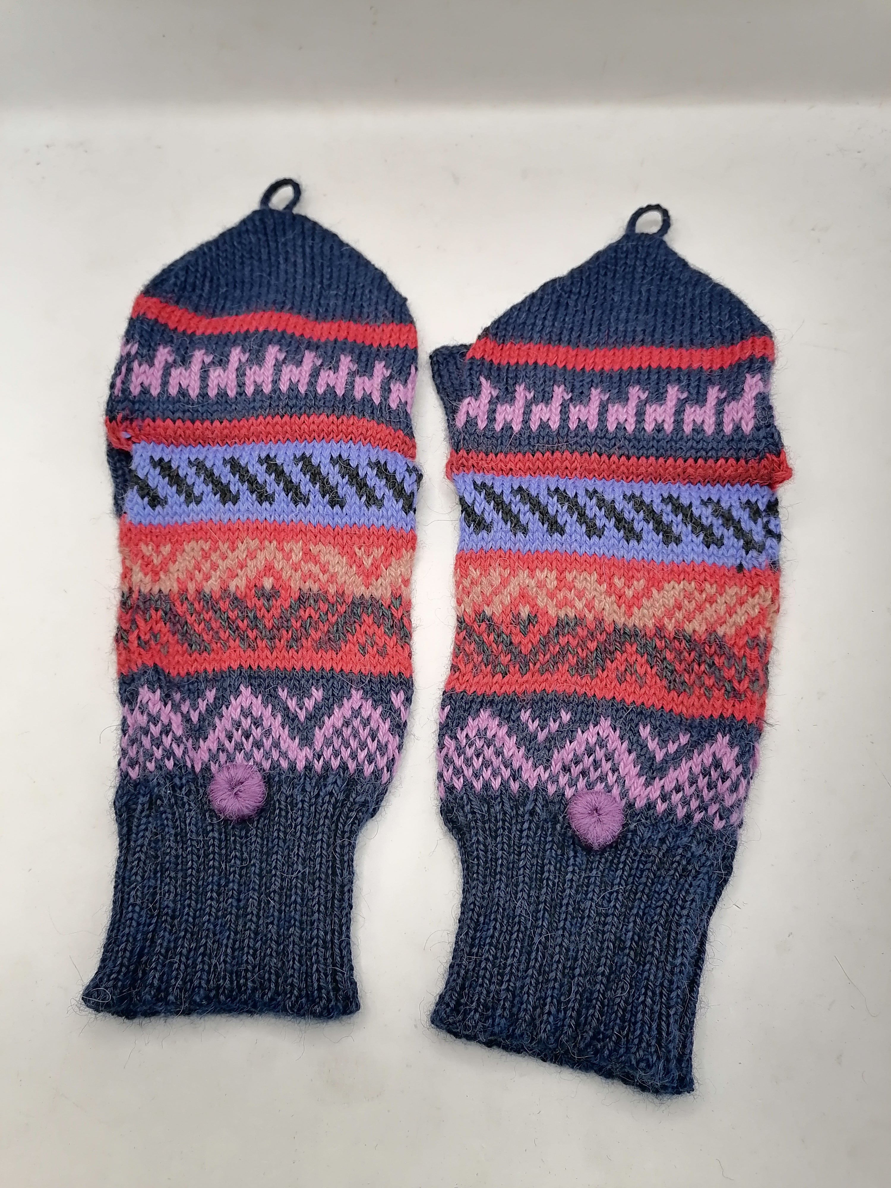 Unisex Knitted Wool Gloves for Warm Winter, Peruvian Handicrafts from Cusco