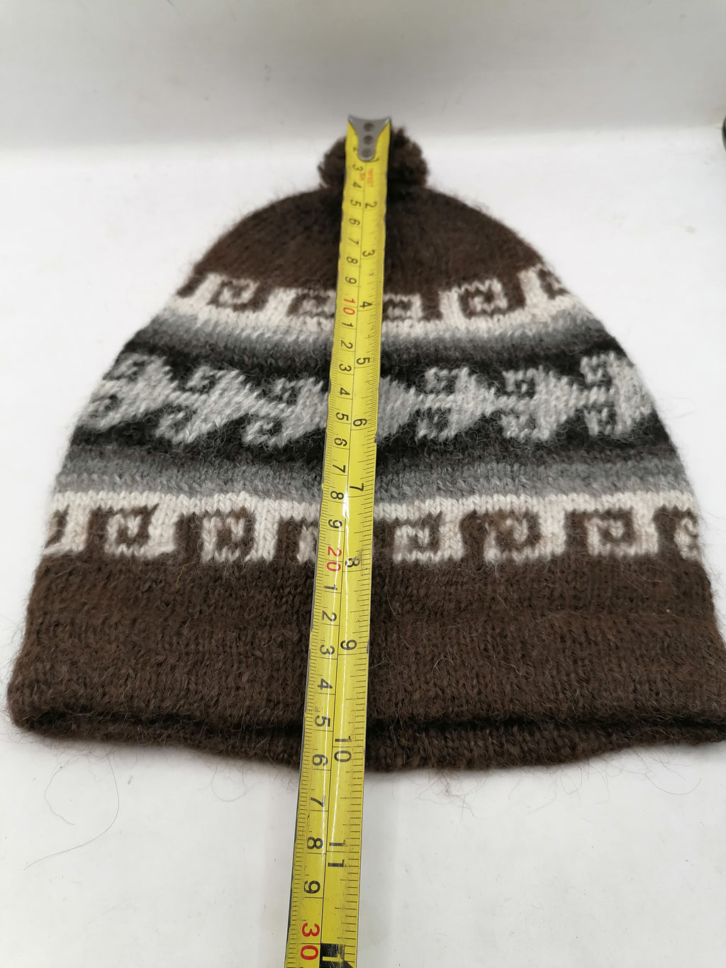Unisex Chullo Knitted in Alpaca Wool, Warm Winter, Maze Design
