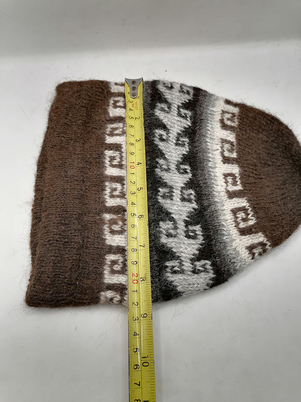 Unisex Chullo Knitted in Alpaca Wool, Warm Winter, Maze Design