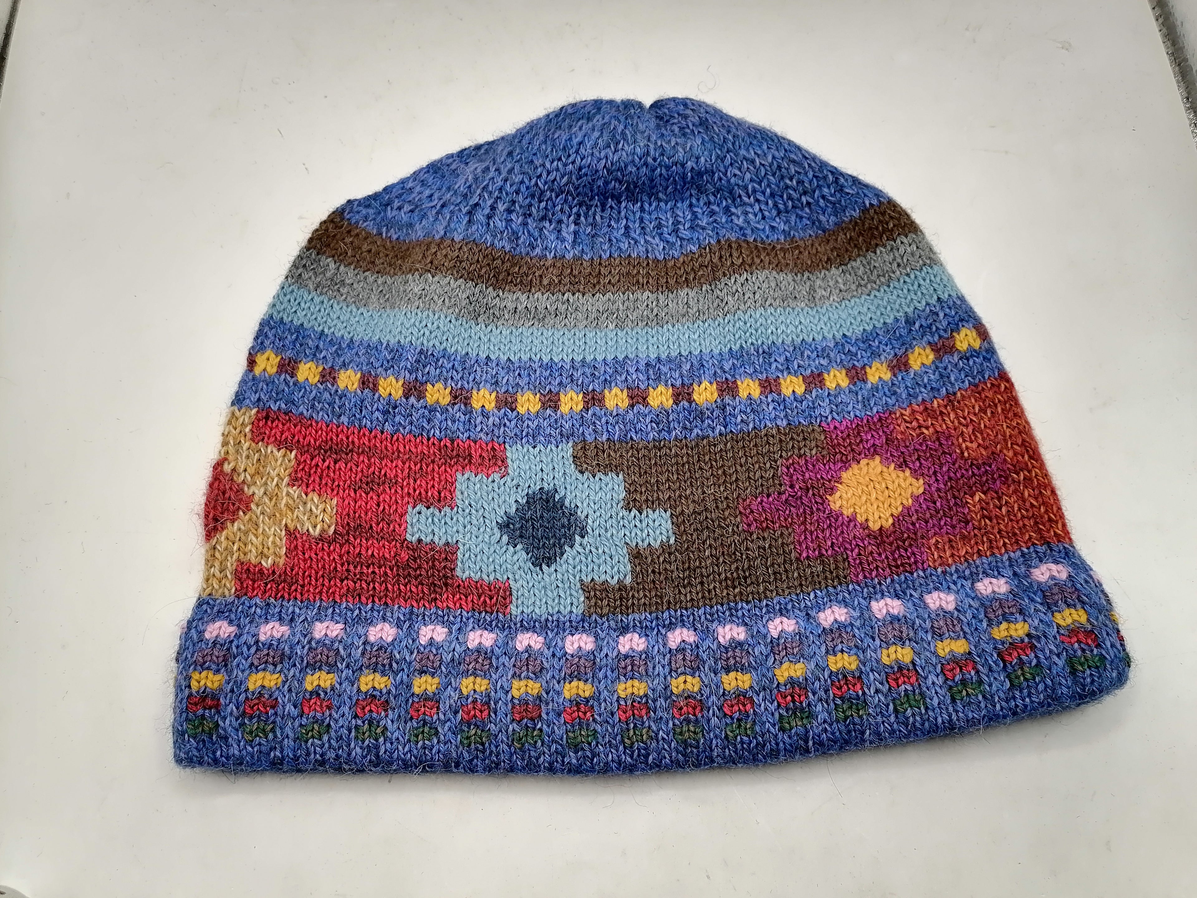 Unisex Knitted Wool Chullo Hat Traditional Andean Winter Hat