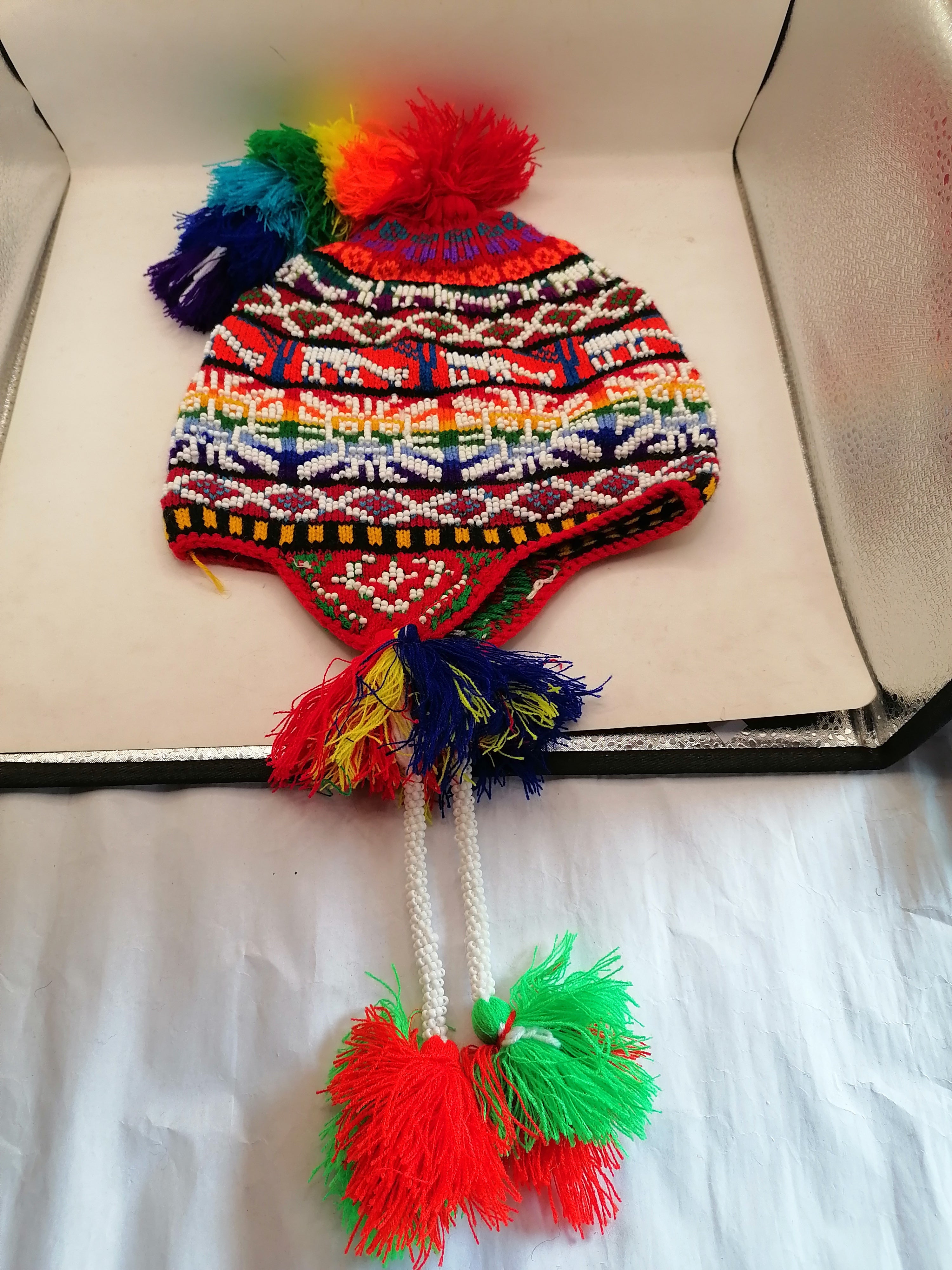 Unisex Knitted Wool Chullo Multicolor Winter Warm Cusco