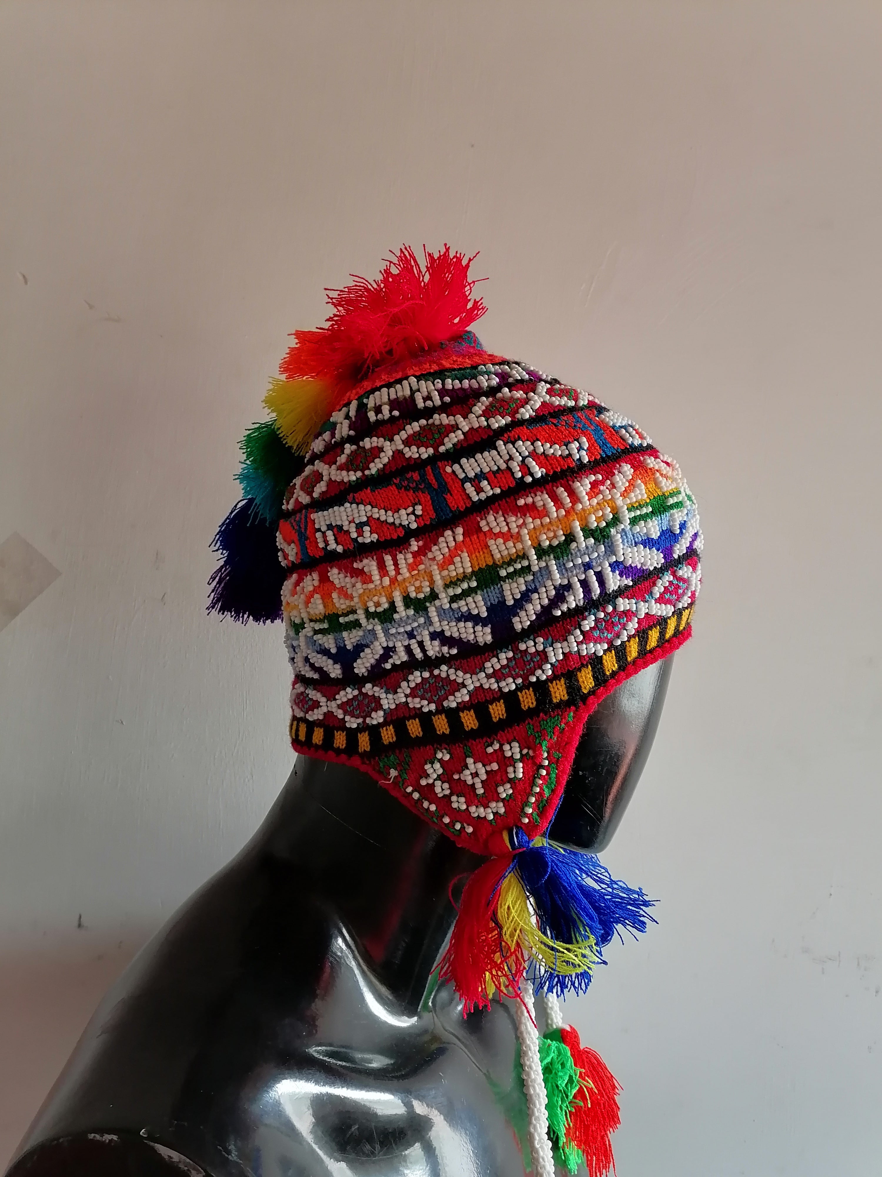 Unisex Knitted Wool Chullo Multicolor Winter Warm Cusco