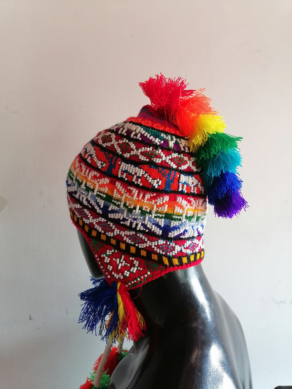 Unisex Knitted Wool Chullo Multicolor Winter Warm Cusco