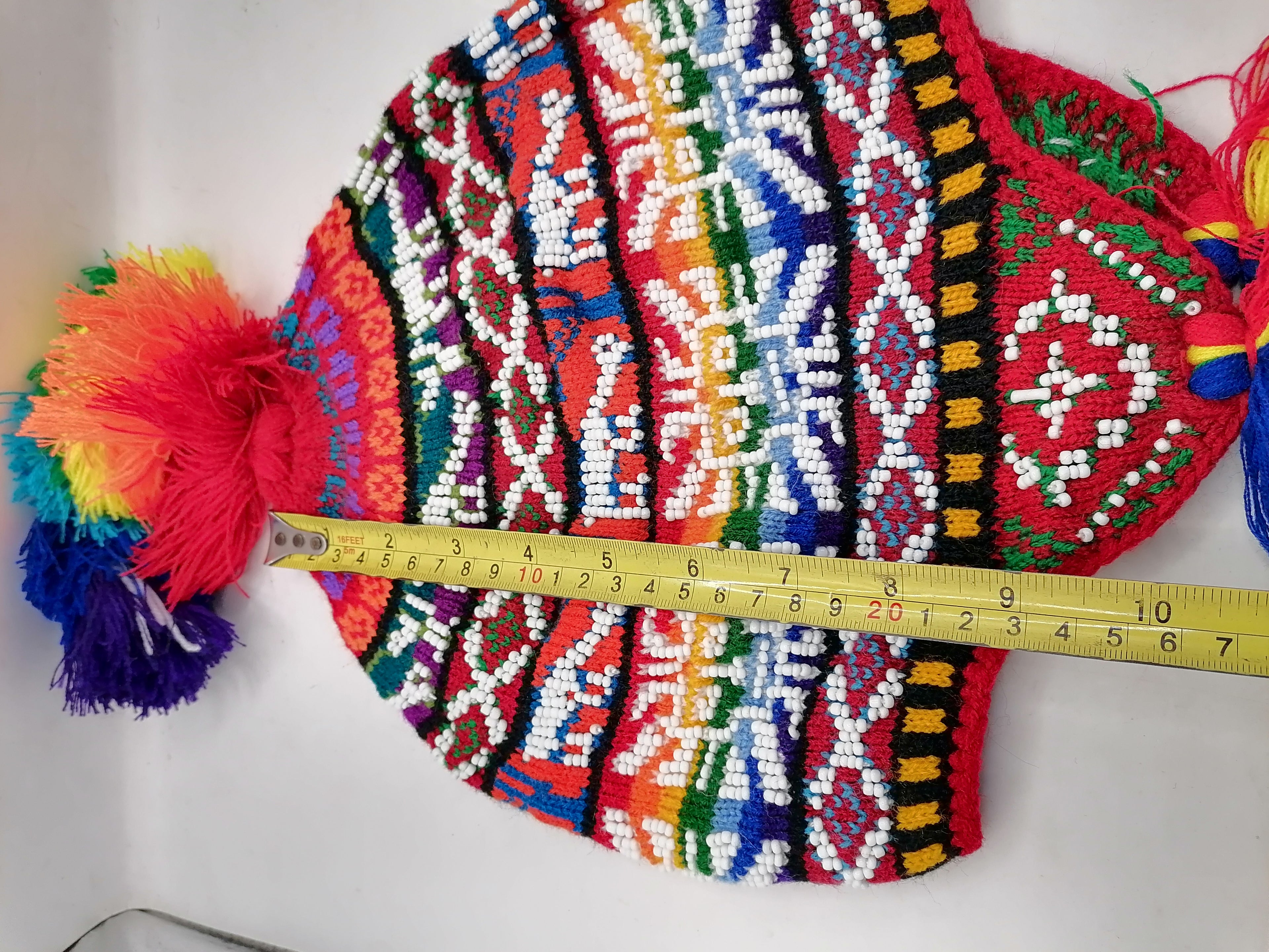 Unisex Knitted Wool Chullo Multicolor Winter Warm Cusco