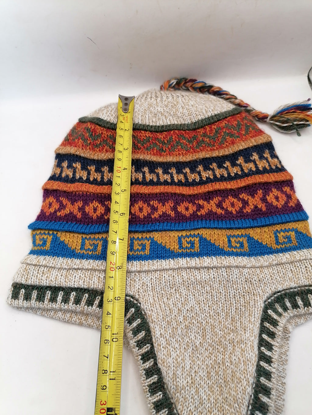 Unisex Knitted Wool Chullo Reversible Andean Hat for Winter