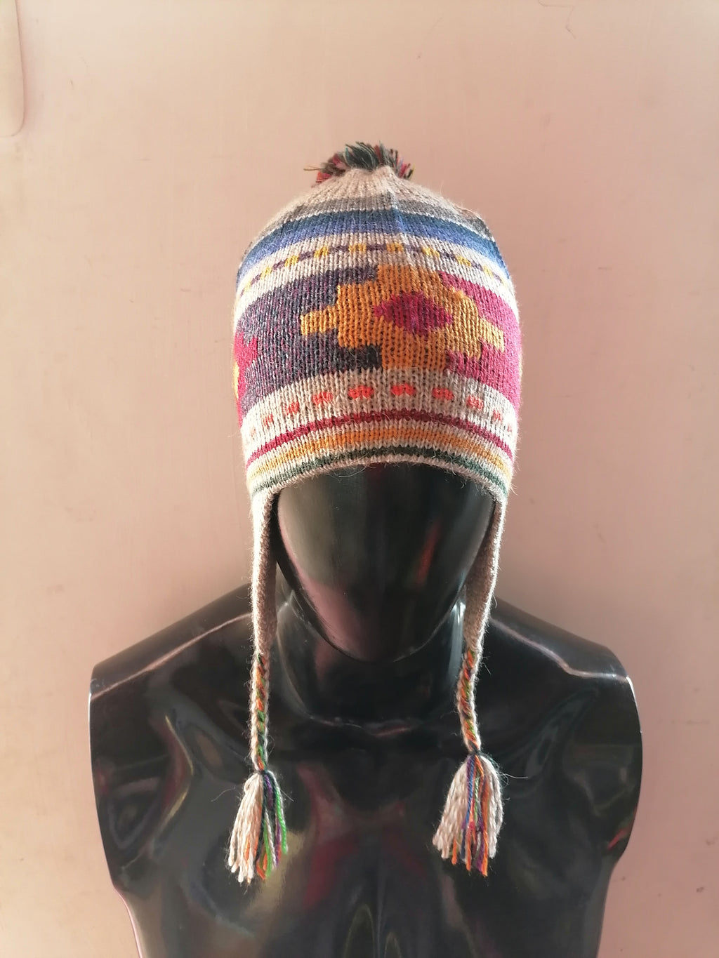 Unisex Reversible Chullo Alpaca Wool Inca Chakana Design