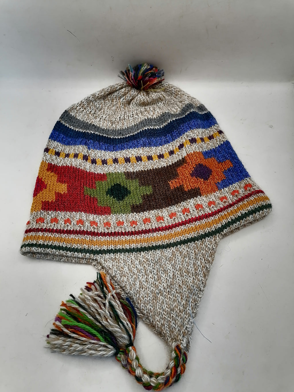 Unisex Reversible Chullo Alpaca Wool Inca Chakana Design