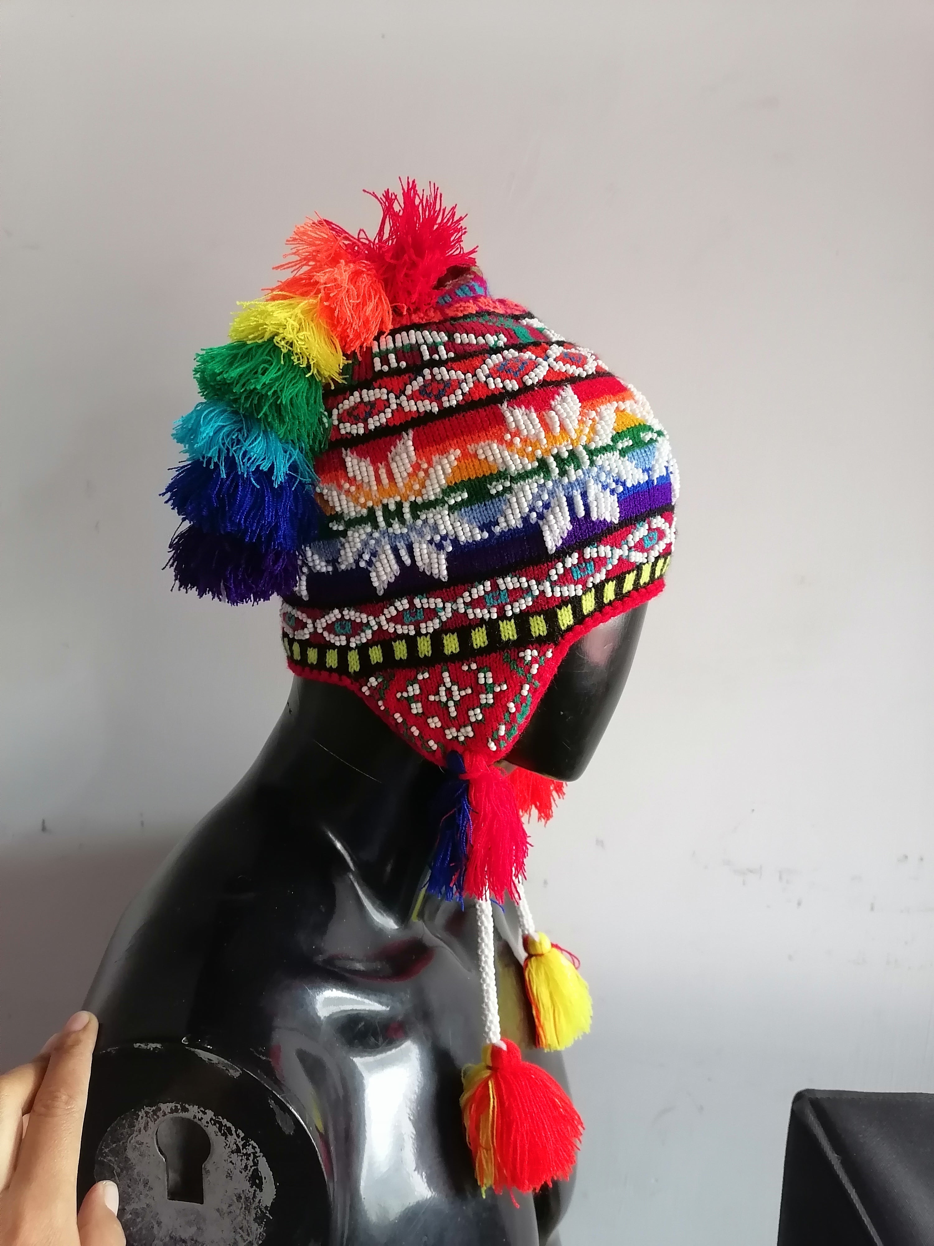 Unisex Knitted Wool Chullo for Warm Winter in Cusco