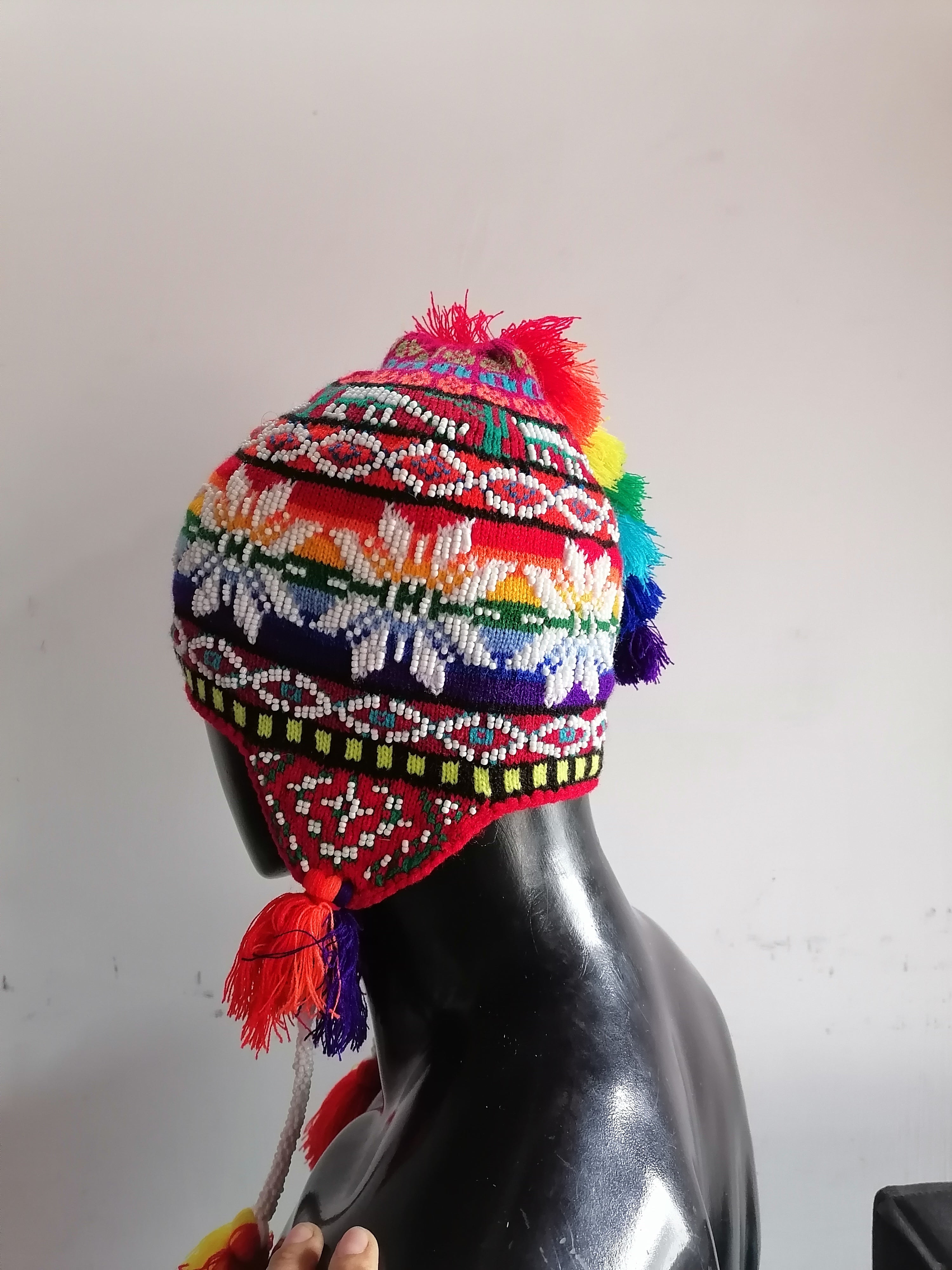 Unisex Knitted Wool Chullo for Warm Winter in Cusco