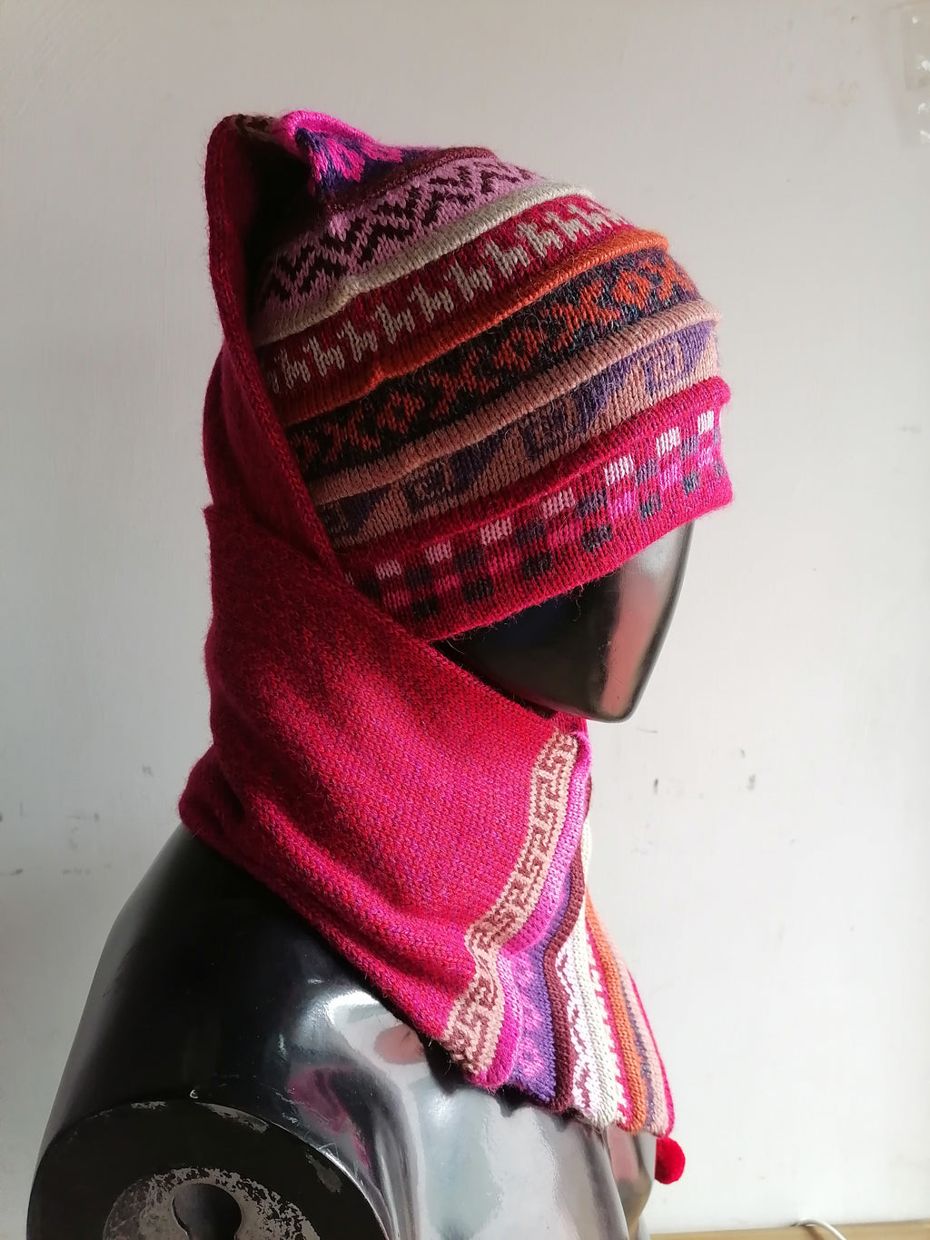 Chullo Shawl 2 in 1 Knitted Wool Winter Warm