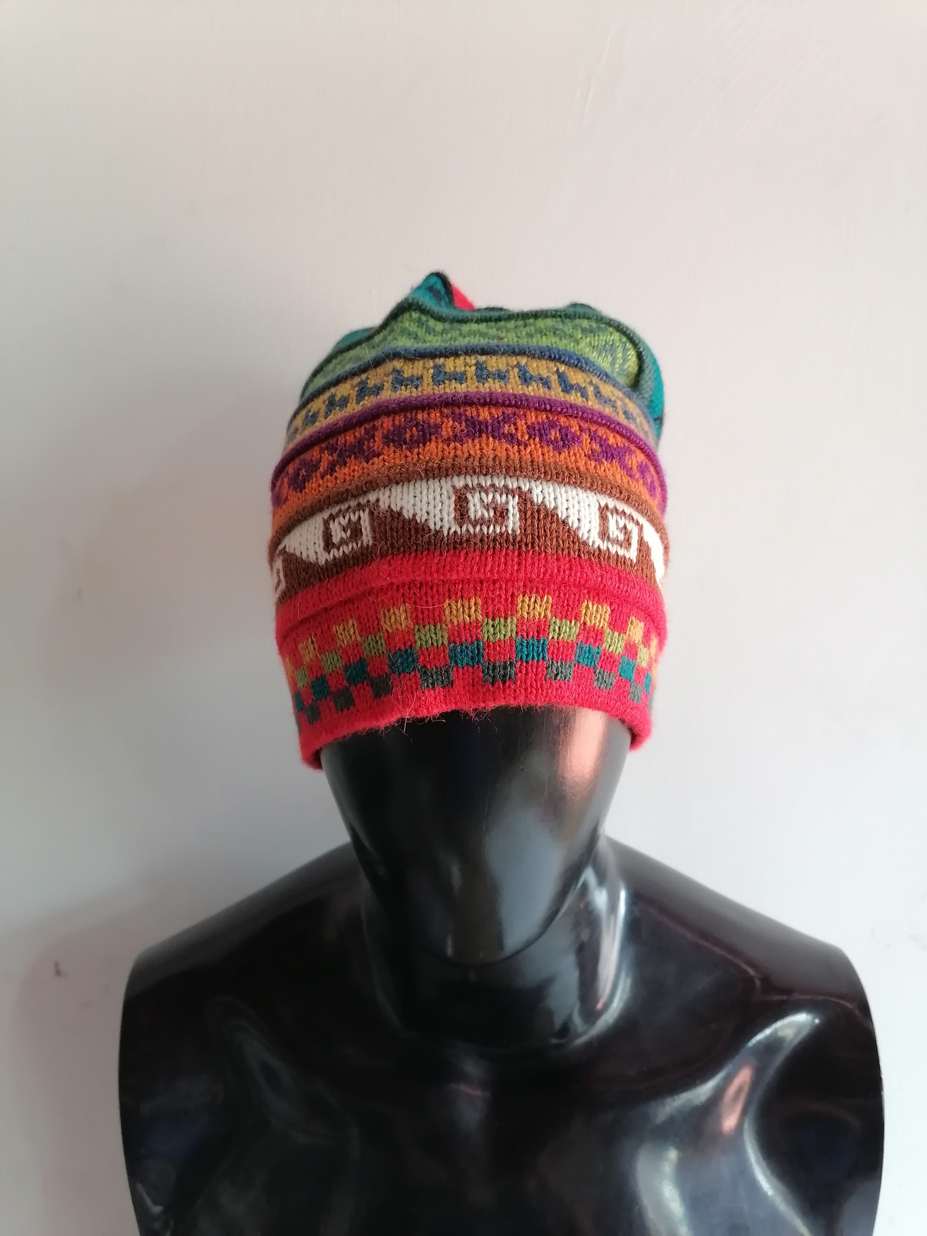 Chullo Shawl 2 in 1 Knitted Wool Winter Warm Cusco