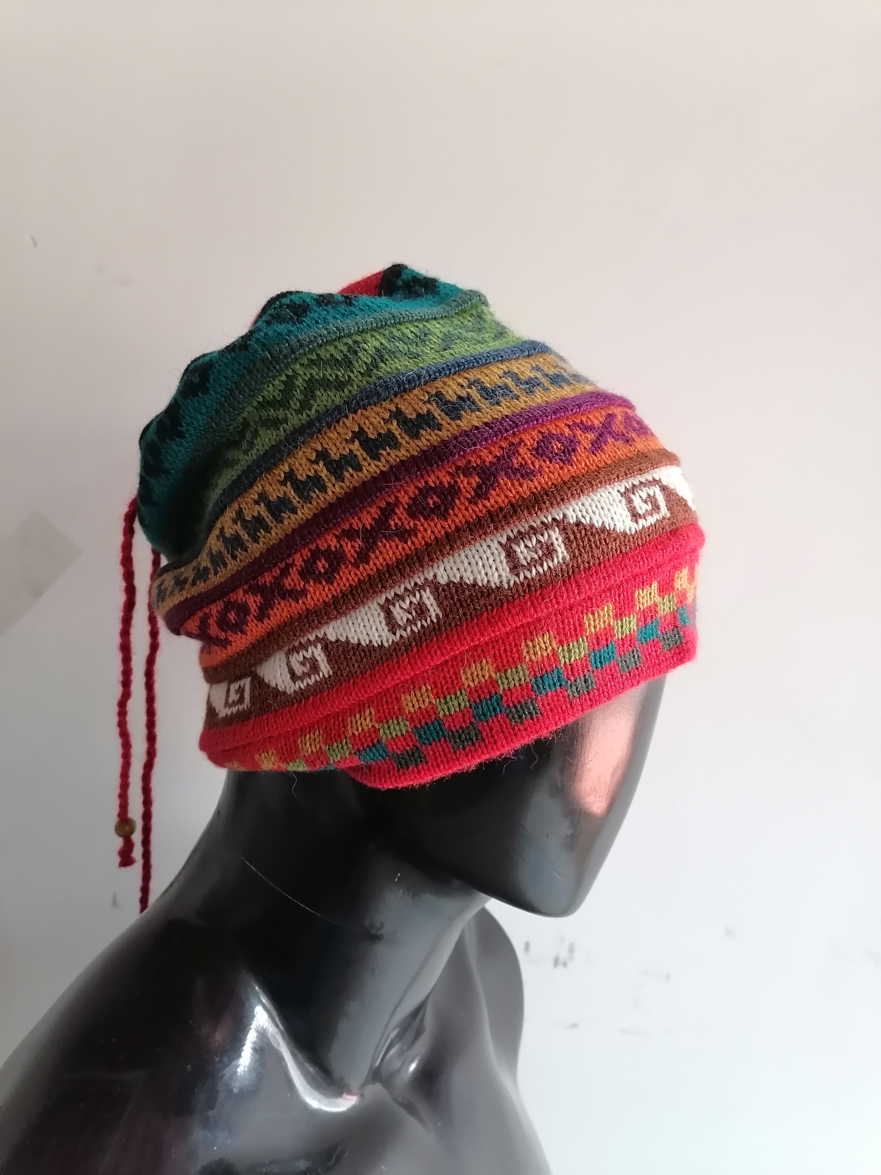 Chullo Shawl 2 in 1 Knitted Wool Winter Warm Cusco