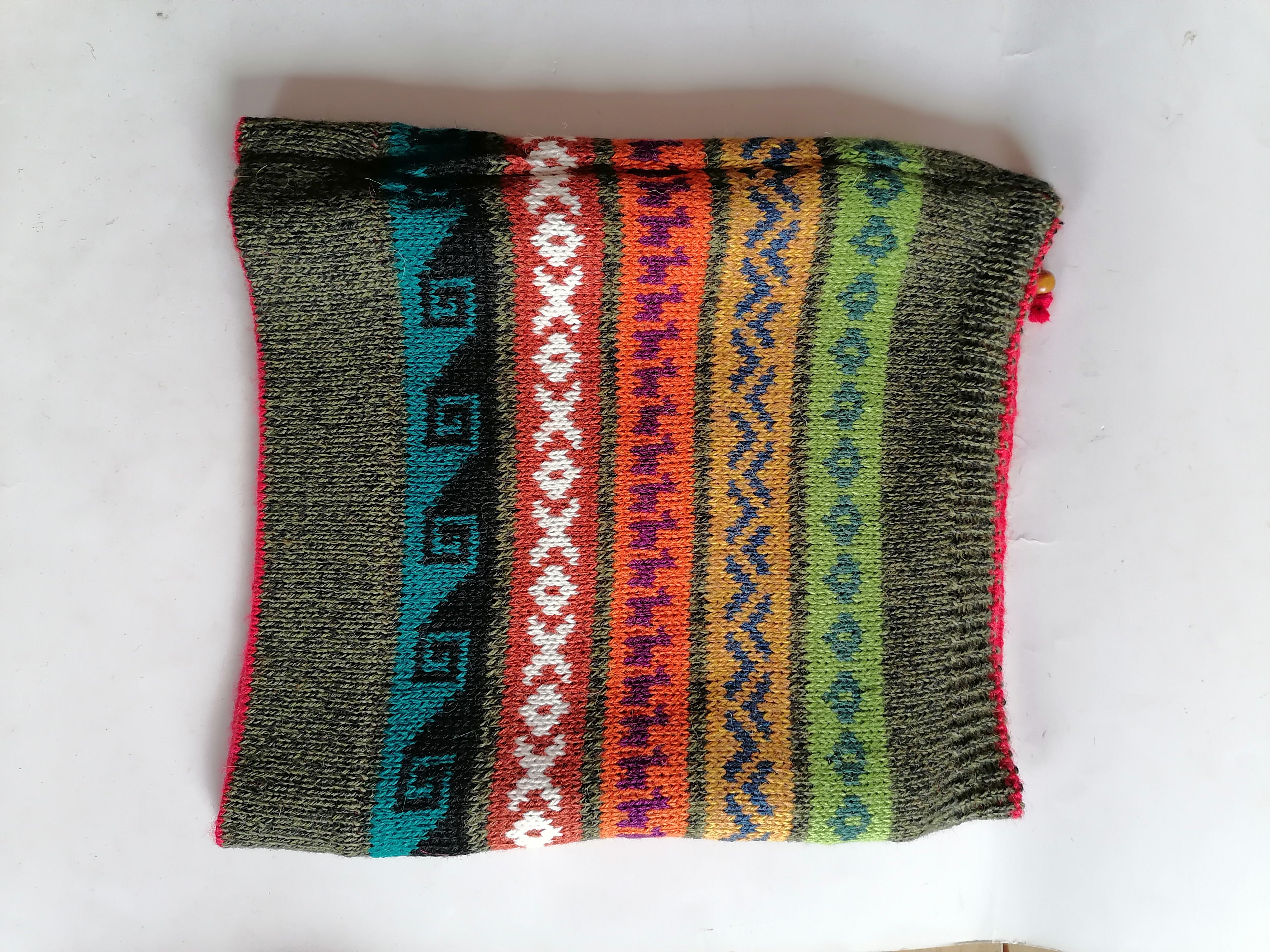 Chullo Shawl 2 in 1 Knitted Wool Winter Warm Cusco