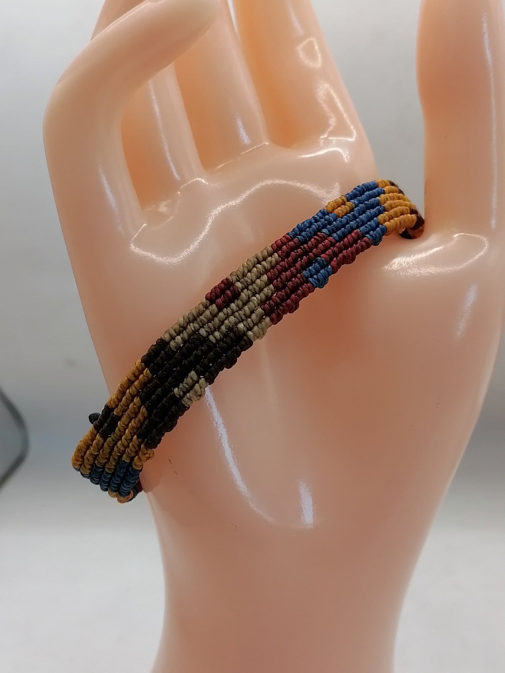 Unisex Woven Macrame Bracelet, Peruvian Handcrafted, Inca Chakana Design, Andean Cosmovision