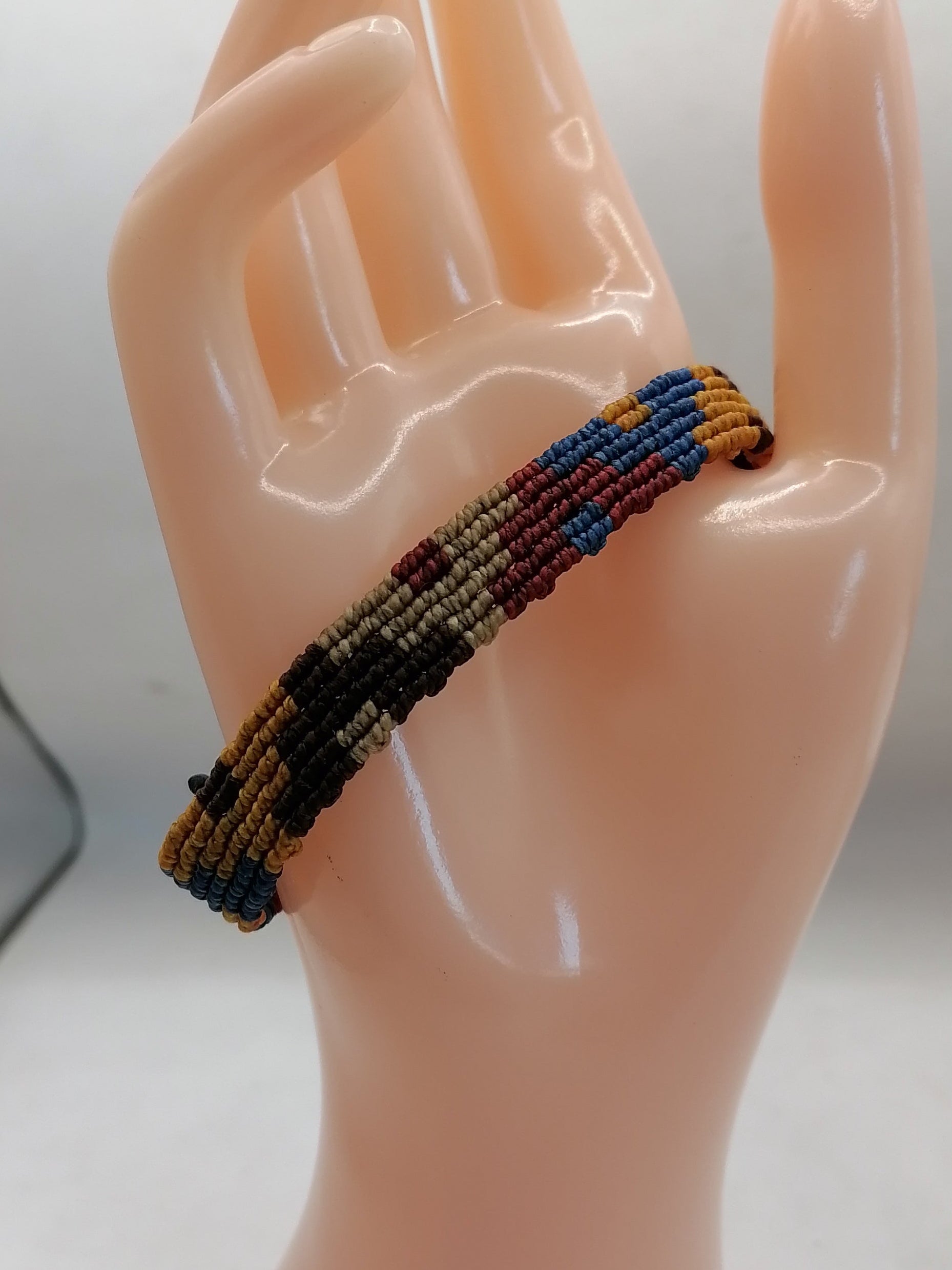 Unisex Woven Macrame Bracelet, Peruvian Handcrafted, Inca Chakana Design, Andean Cosmovision
