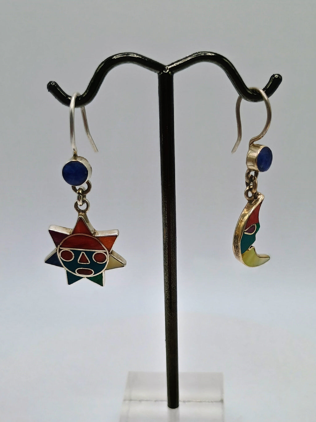 Sterling Silver 950 Earrings Sun Moon Inca Wedding