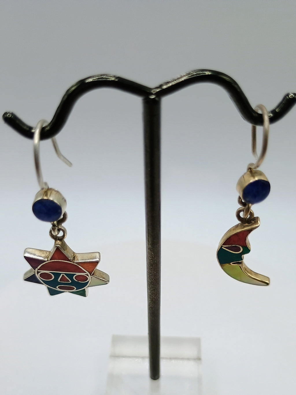 Sterling Silver 950 Earrings Sun Moon Inca Wedding