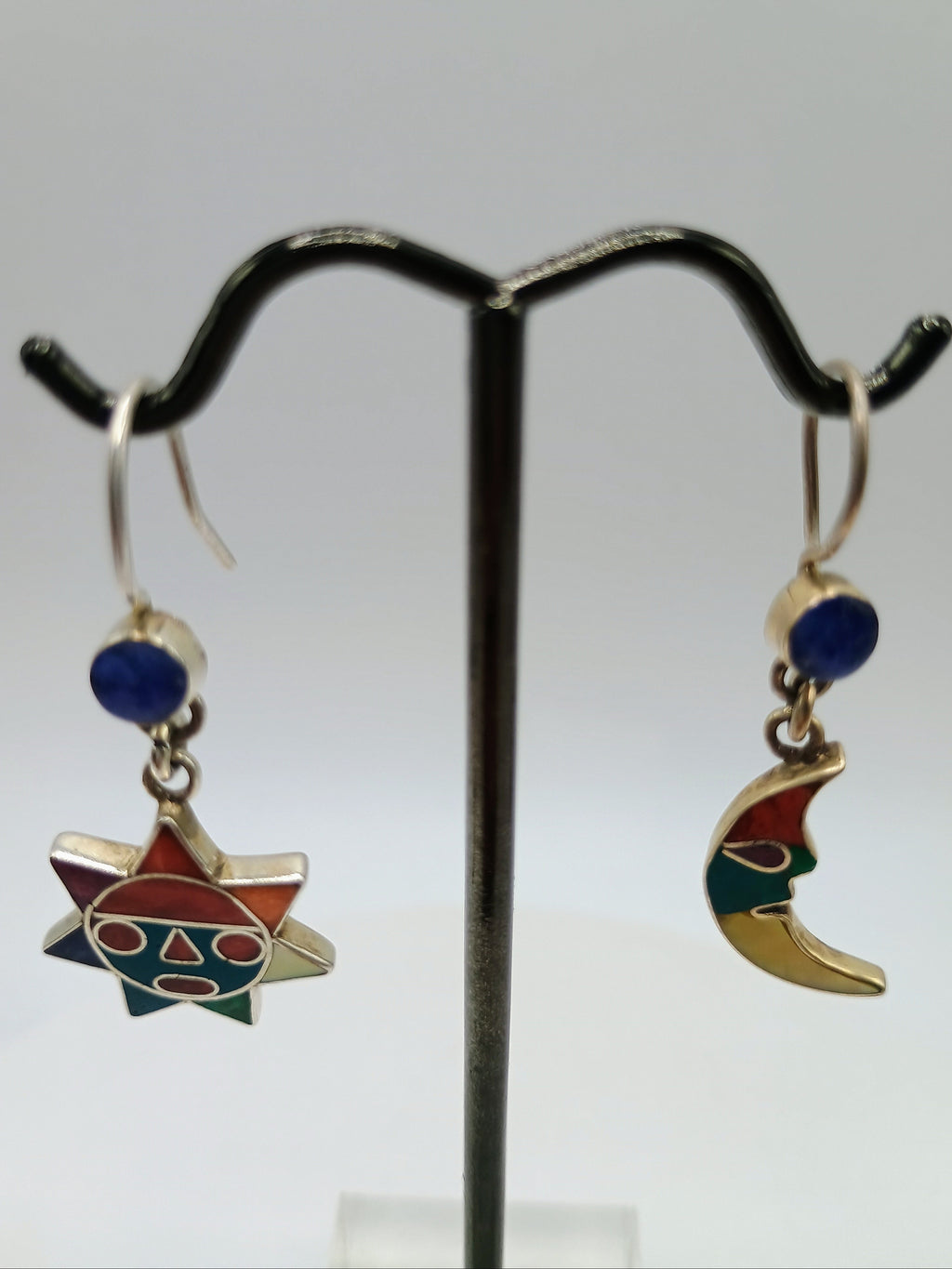 Sterling Silver 950 Earrings Sun Moon Inca Wedding