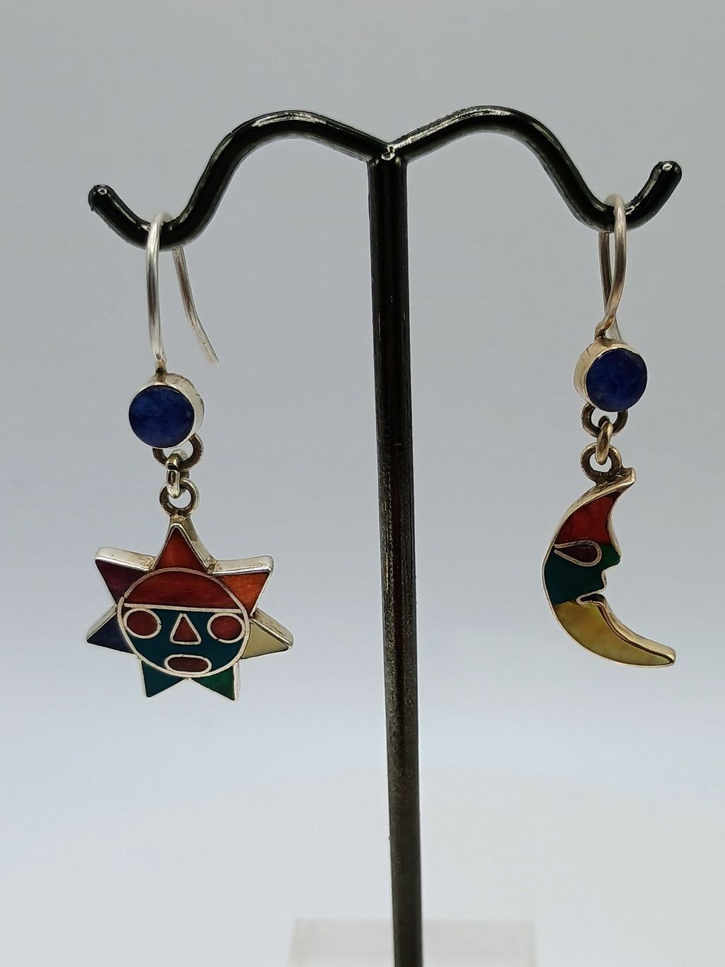 Sterling Silver 950 Earrings Sun Moon Inca Wedding