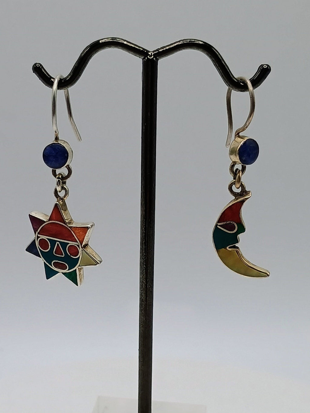 Sterling Silver 950 Earrings Sun Moon Inca Wedding