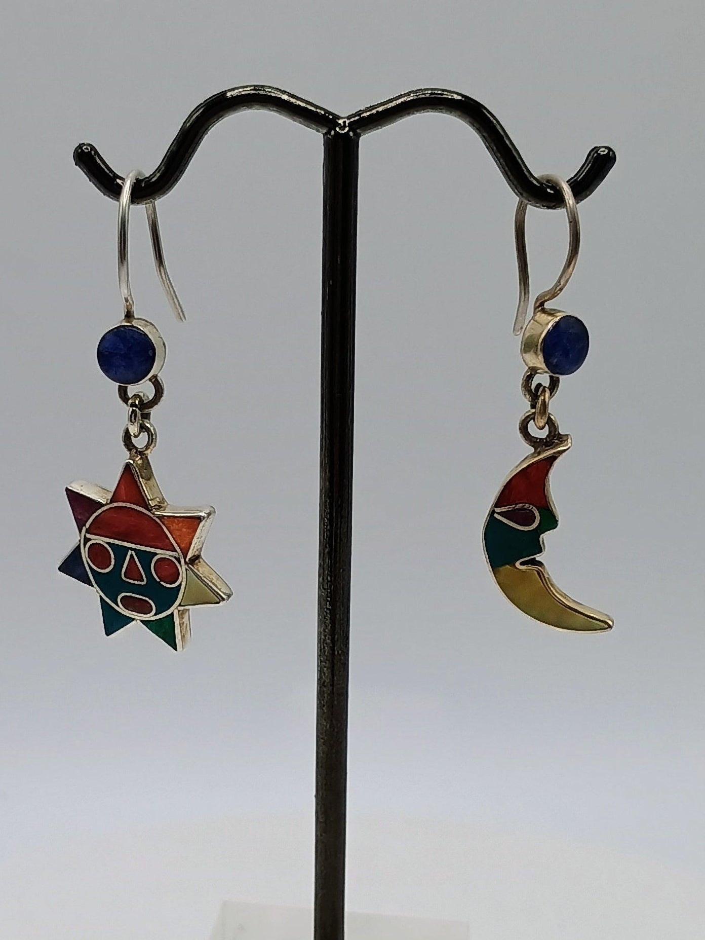 Sterling Silver 950 Earrings Sun Moon Inca Wedding