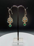 Sterling Silver 950 Earrings with Tumi Stone Inlaid - Handmade