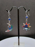 Women's Earrings in 950 Sterling Silver, Inca Wedding Sun and Moon