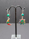 Women's Earrings in 950 Sterling Silver, Inca Wedding Sun and Moon