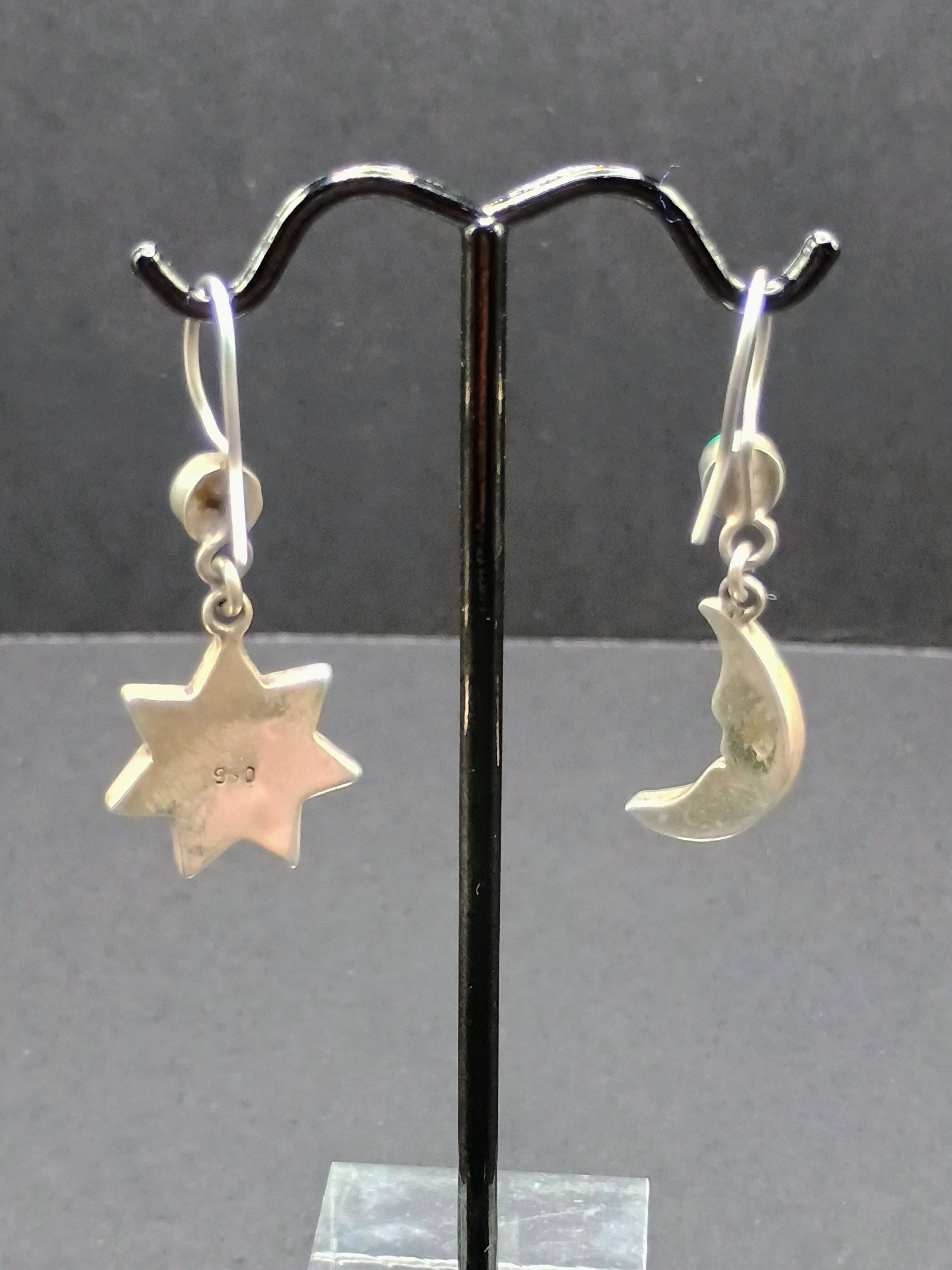 Women's Earrings in 950 Sterling Silver, Inca Wedding Sun and Moon