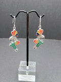 950 Silver Earrings Hummingbird Inlaid Stone Peruvian Handicraft